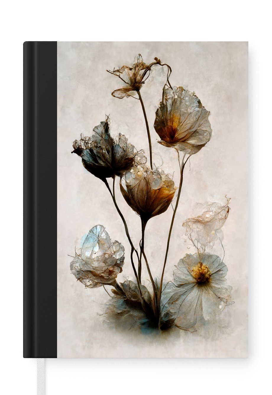 MuchoWow Notizbuch Vintage - Blumen - Pflanzen - Abstrakt, Journal, Merkzettel, Tagebuch, Notizheft, A5, 98 Seiten, Haushaltsbuch