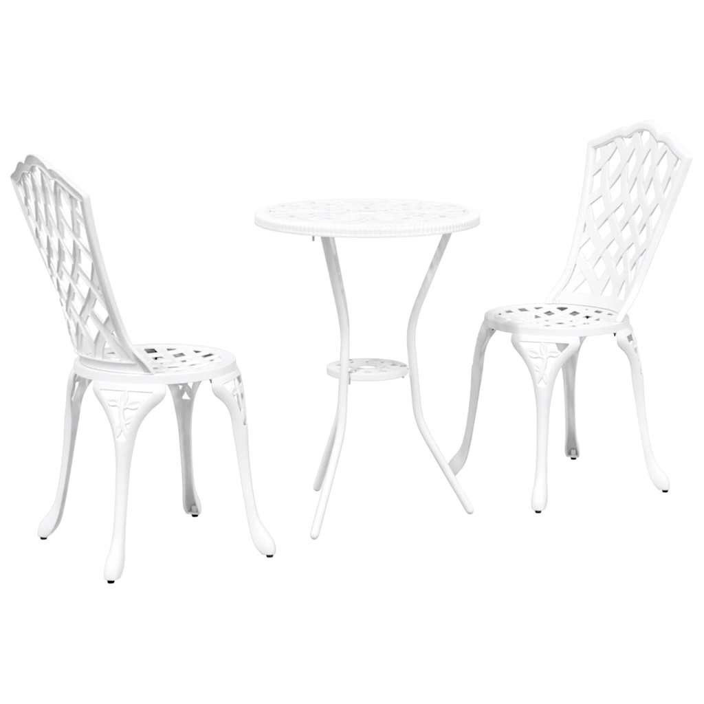 vidaXL Gartenlounge-Set Garten Bistro Set 3 pcs Weiß Aluminium, (3-tlg)