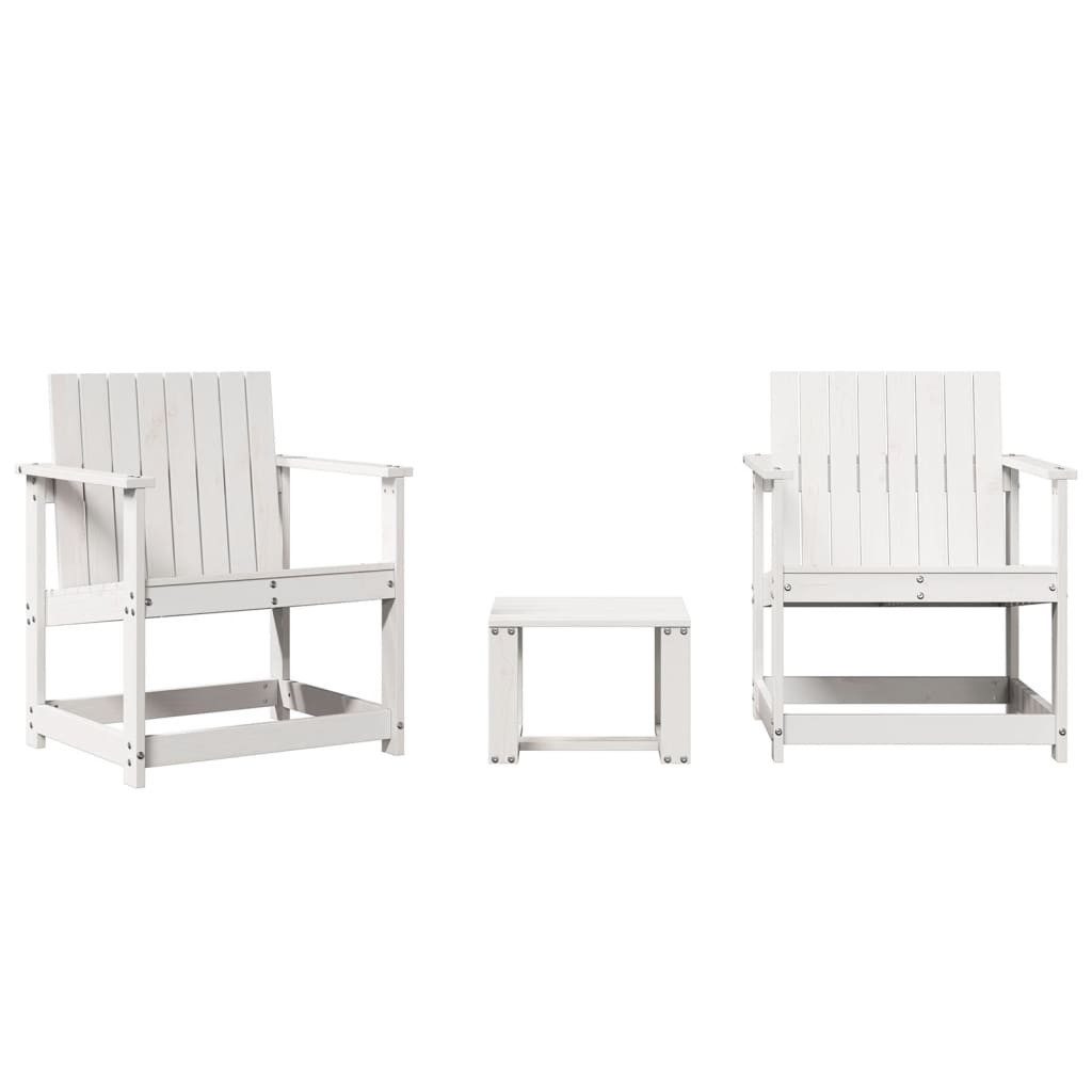 vidaXL Gartenstuhl 3-tlg. Garten-Lounge-Set Weiß Massivholz günstig online kaufen