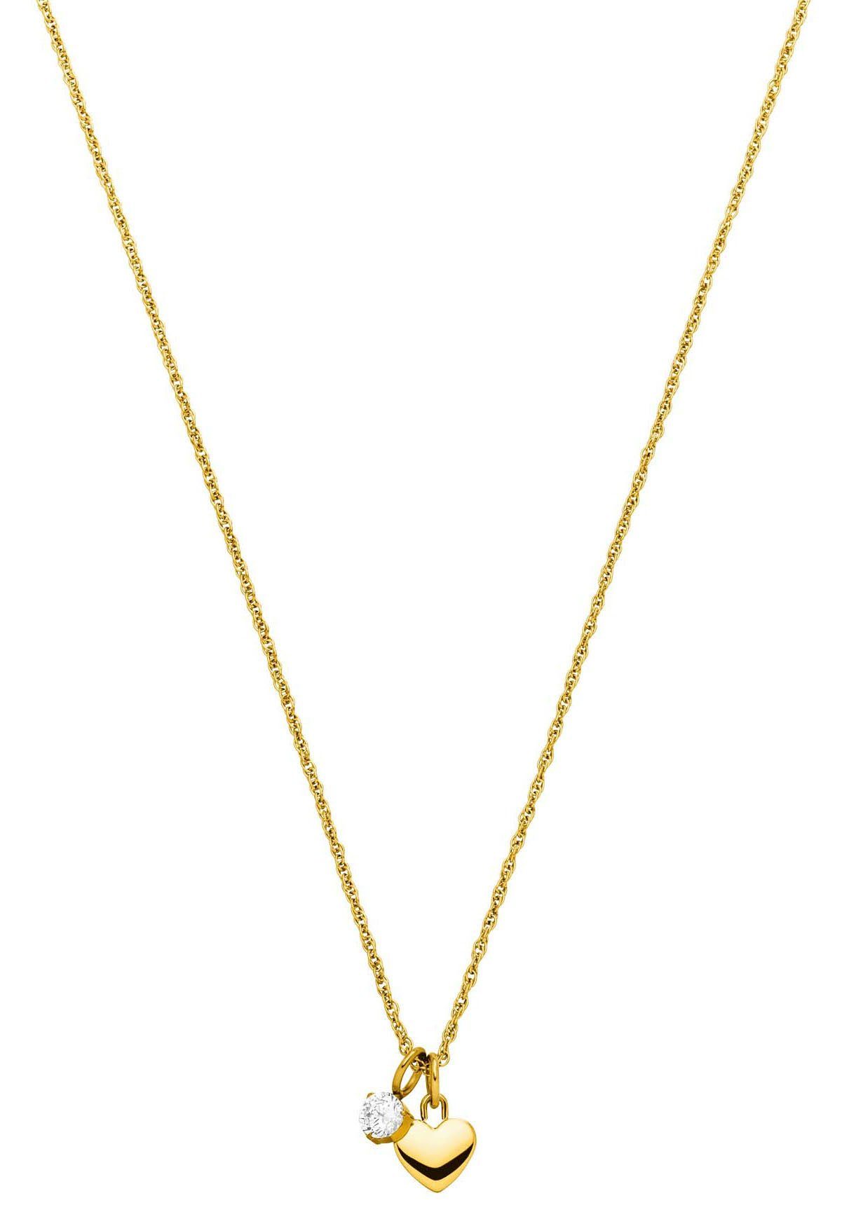 Purelei Kette mit Anhänger Schmuck Geschenk Anhänger Herz und Solitär, 2149-Necklace-Brave, mit Zirkonia (synth)