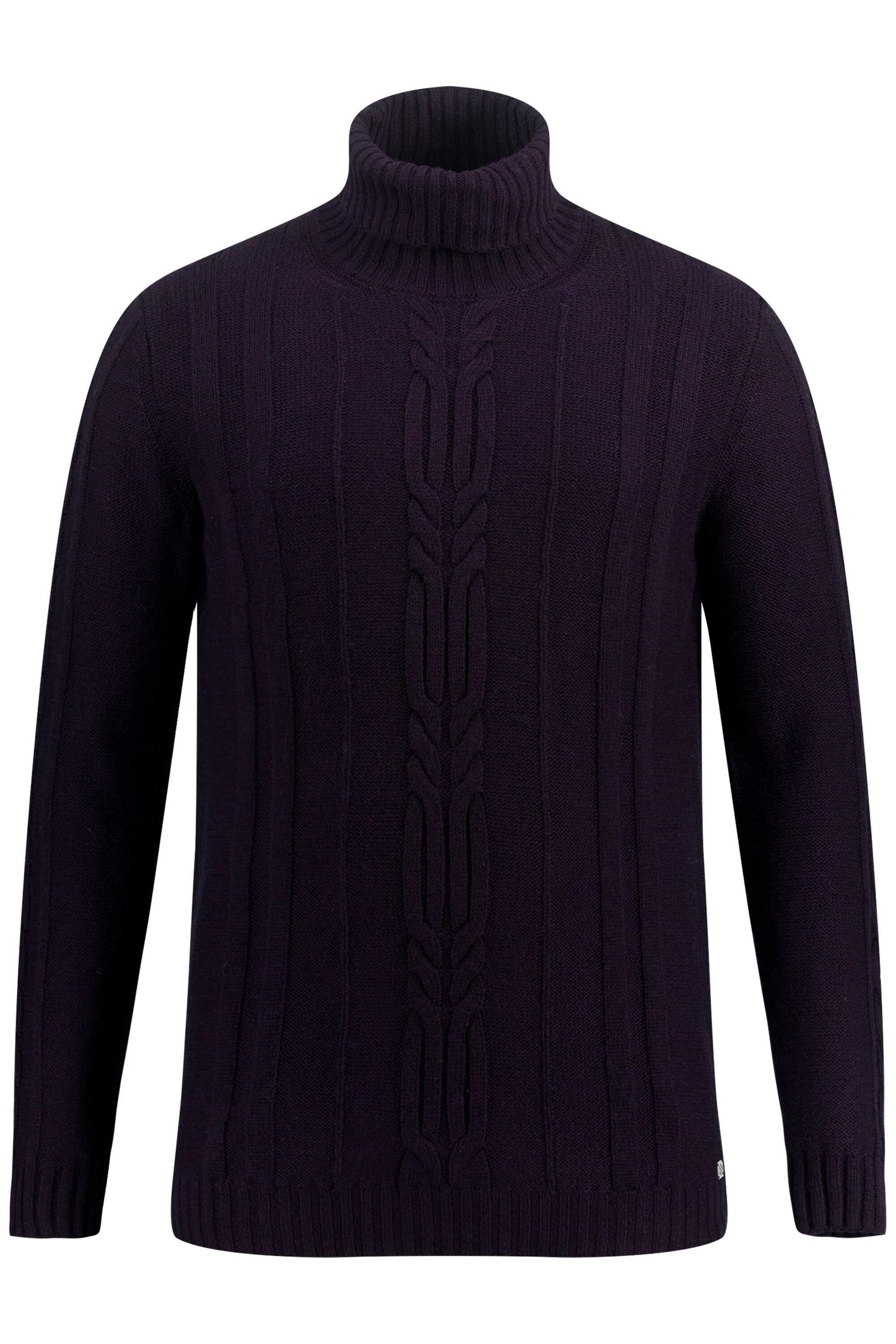 Rundhalspullover Rollkragenpullover Wollmix vorne Zopfmuster