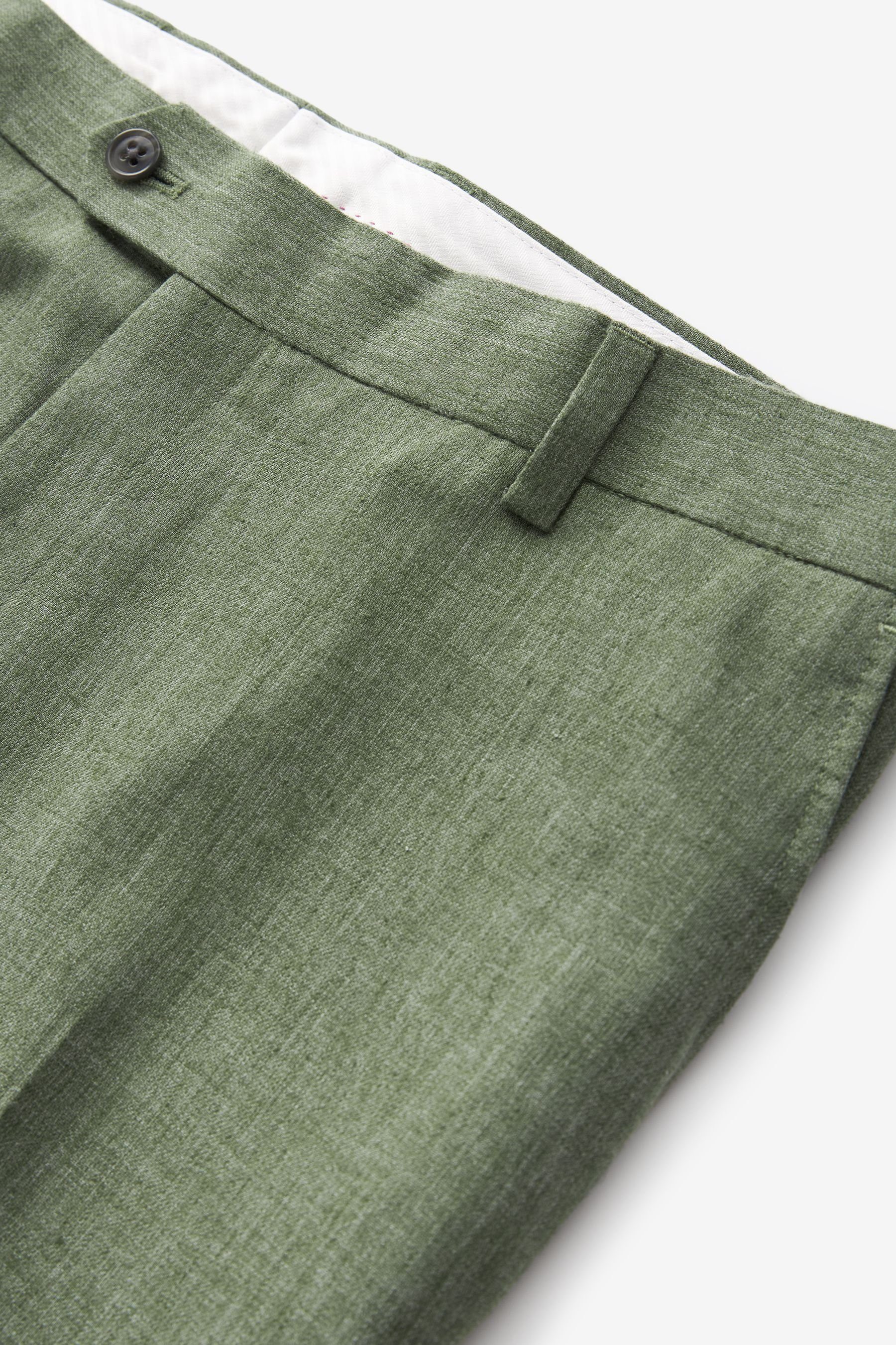 Next Anzughose Tailord Fit Anzug Leinengemisch: aus (1-tlg) Hose Green