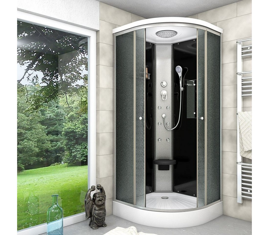 Thumbnail - AcquaVapore Komplettdusche Dusche Fertigdusche D10-13M0 Schwarz 90x90, Sicherheitsglas ESG, inklusive Duschwanne, Höhenv...