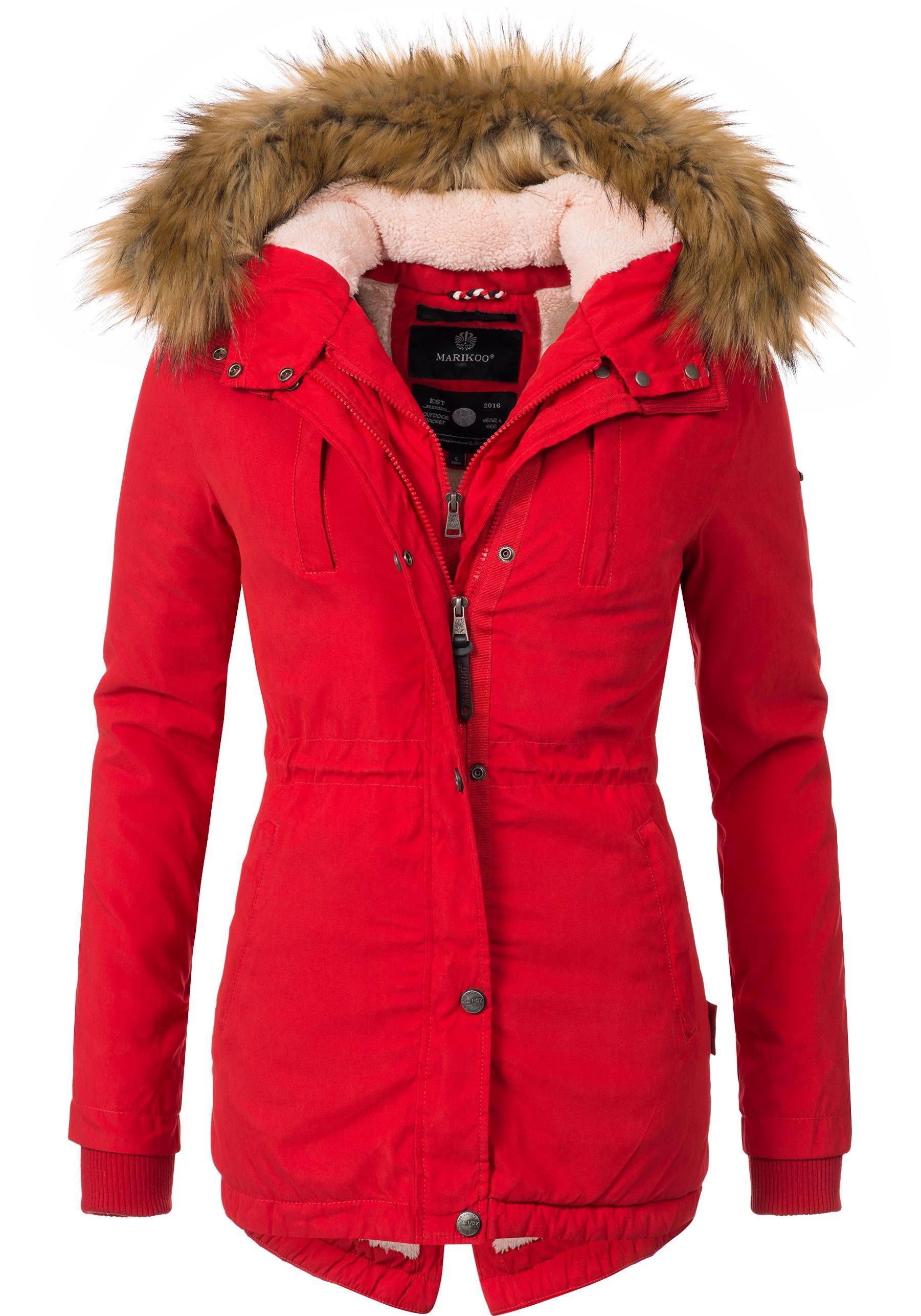 Marikoo Wintermantel Akira edler Winterparka mit Kunstfellkapuze günstig online kaufen