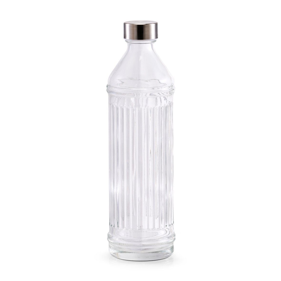 Zeller Present Trinkflasche Glasflasche, 970 cm transparent, x (soda lime glass) /Edelstahl, Ø8,5 ml, Glas 30