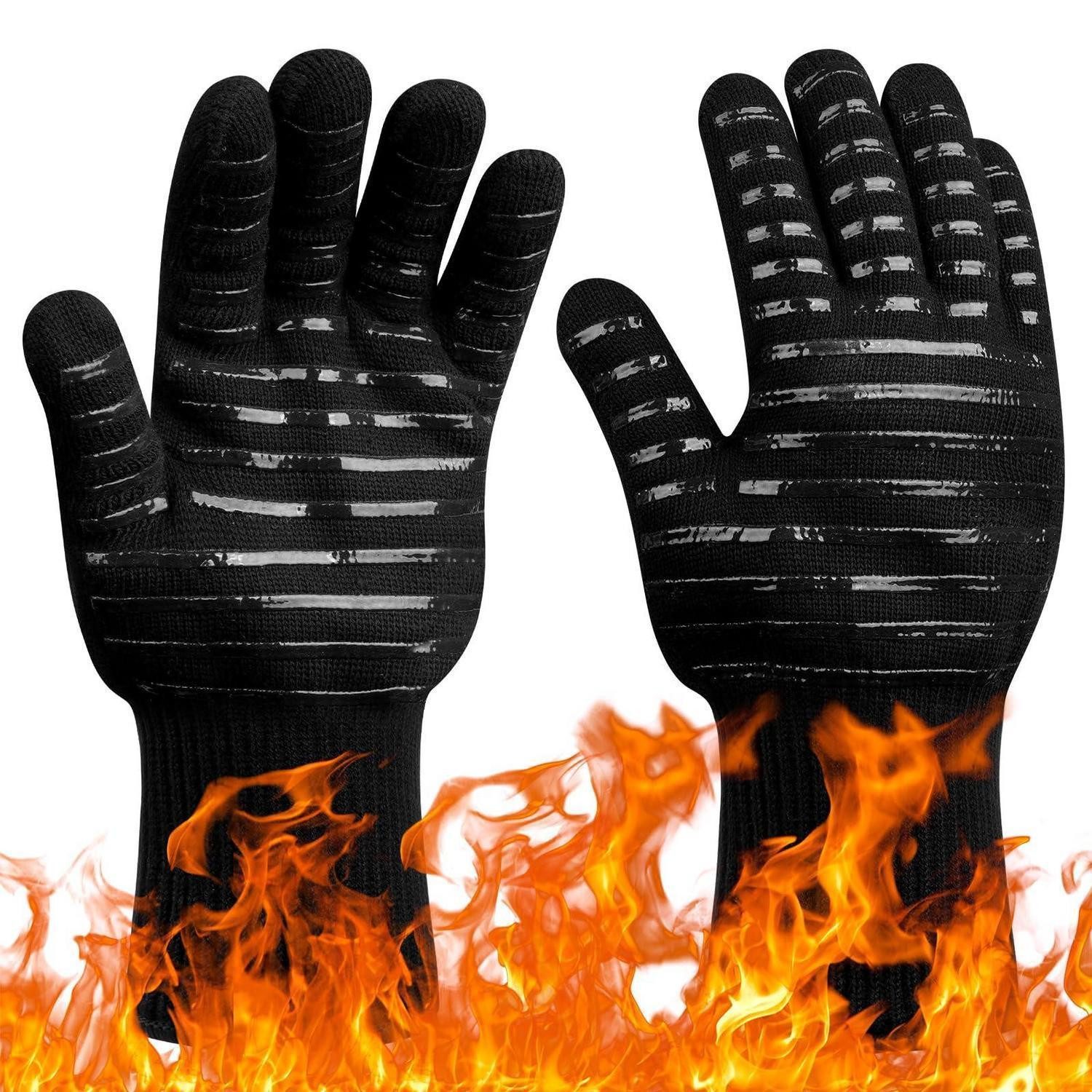 LuxusKollektion Grillhandschuhe Grillhandschuhe Hitzebeständig 800°C Schwarz