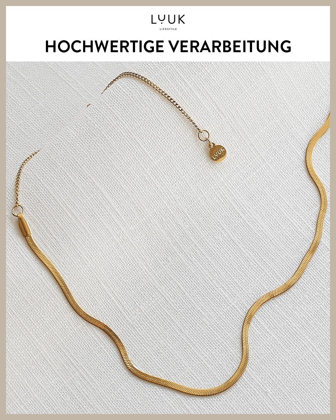 Edelstahl, LIFESTYLE Edelstahlkette elegantes Design Damenschmuck, Schlange, Gold LUUK