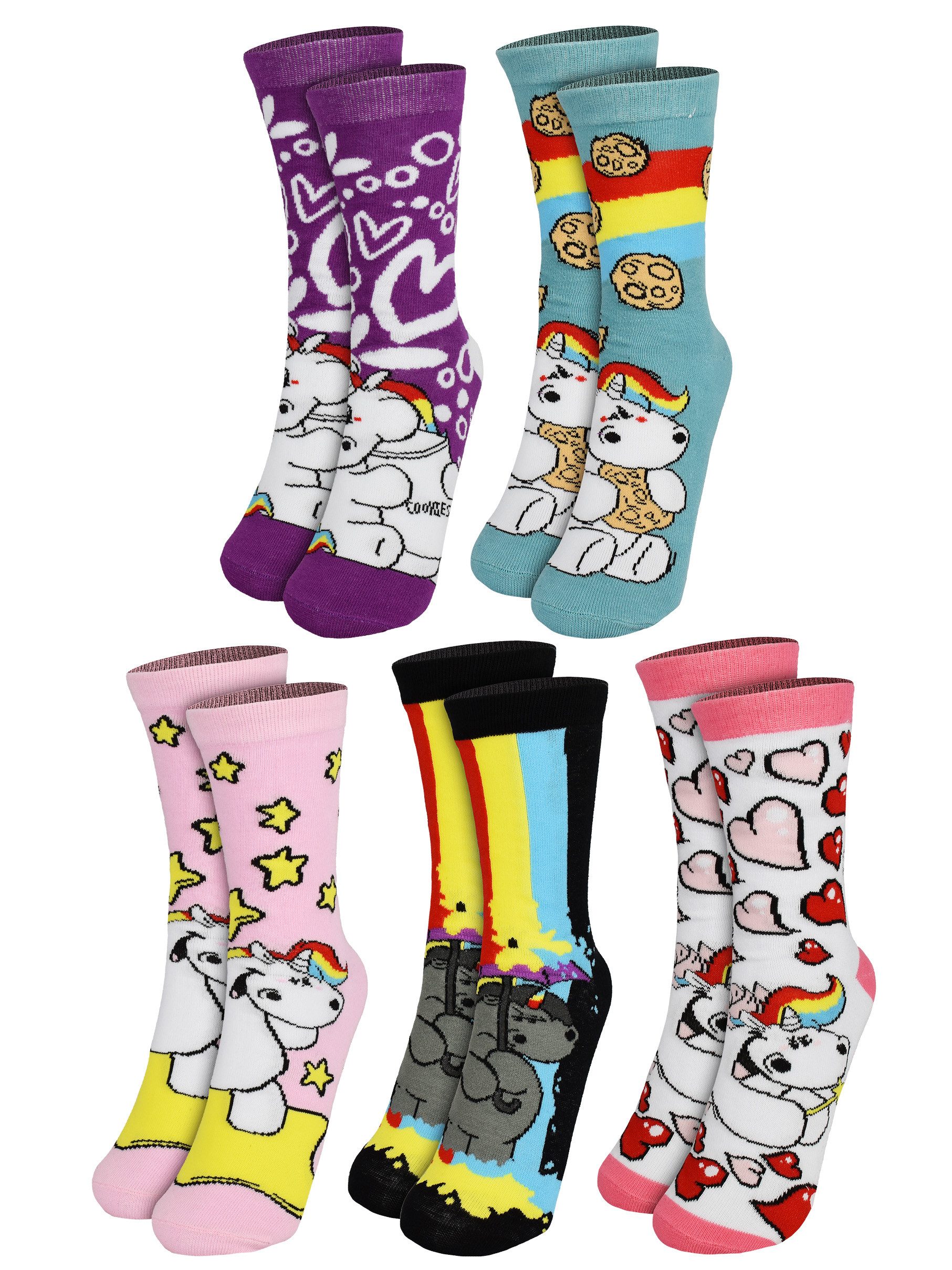 United Labels® Socken Pummel & Friends Pummeleinhorn Socken Strümpfe (5er P günstig online kaufen
