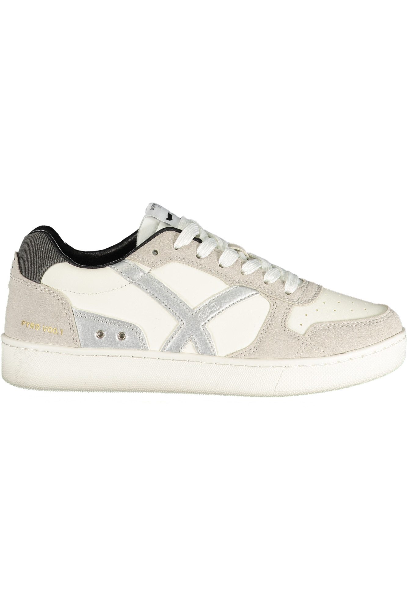 GAS Sneaker Damen-Sportschuh Weiß mit Silber-Kontrast und