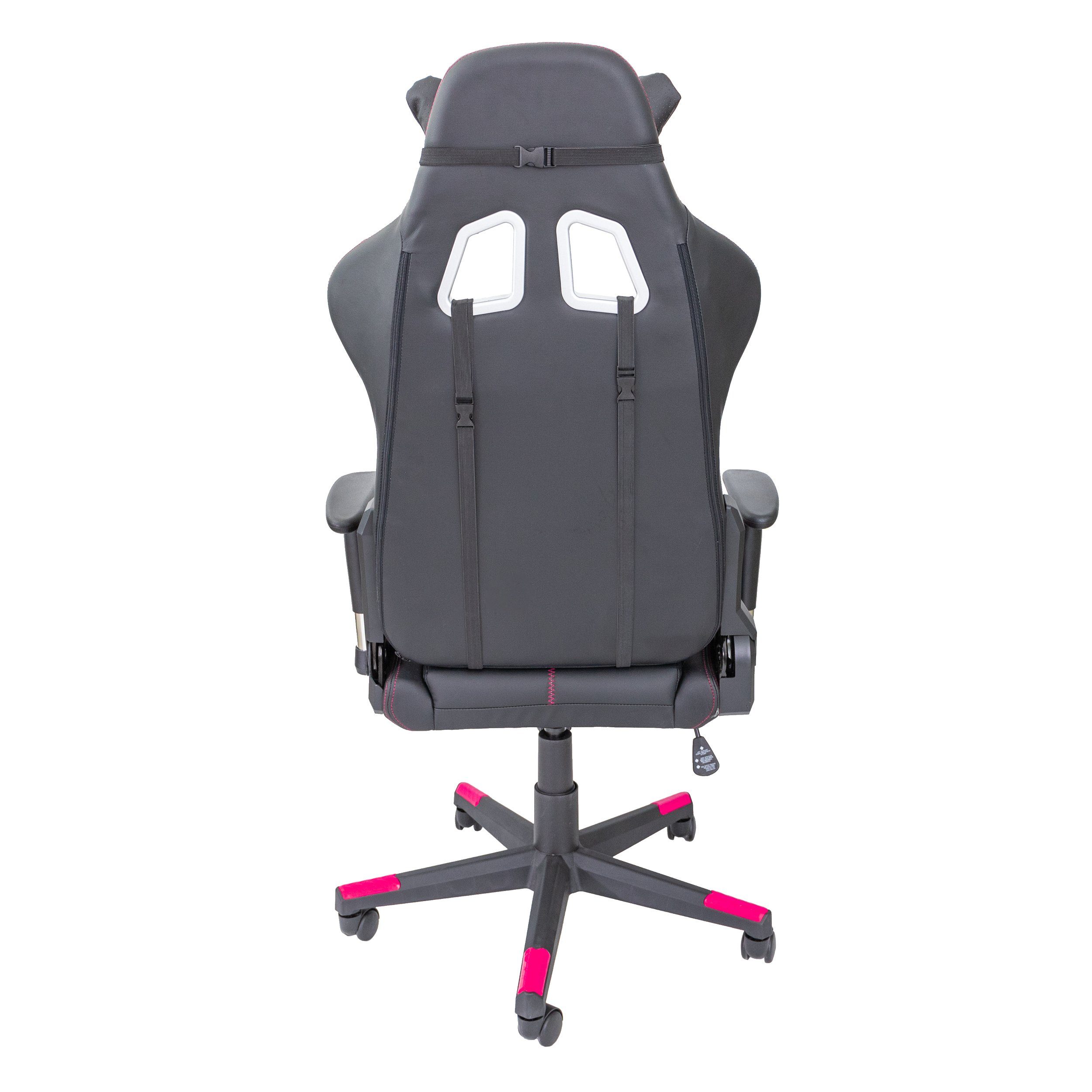 Zockerstuhl, Lendenkissen Racing Fire Belastbarkeit TPFLiving mit - 150 kg bis Bürostuhl Drehstuhl XL Gaming-Stuhl (aus Pink hochwertigem Kunstleder), Stuhl