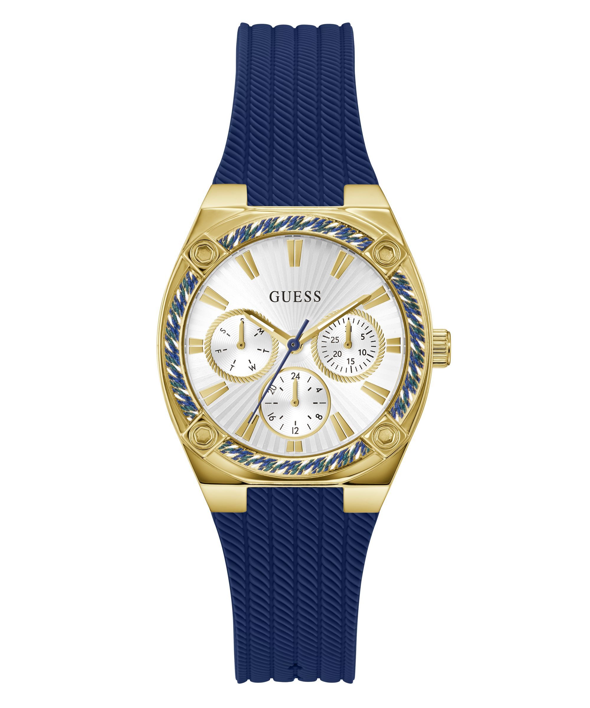 Guess Multifunktionsuhr SAYLOR GW1036L2, Quarzuhr, Armbanduhr, Damenuhr, Silikonarmband, analog, Wochentag, Tag
