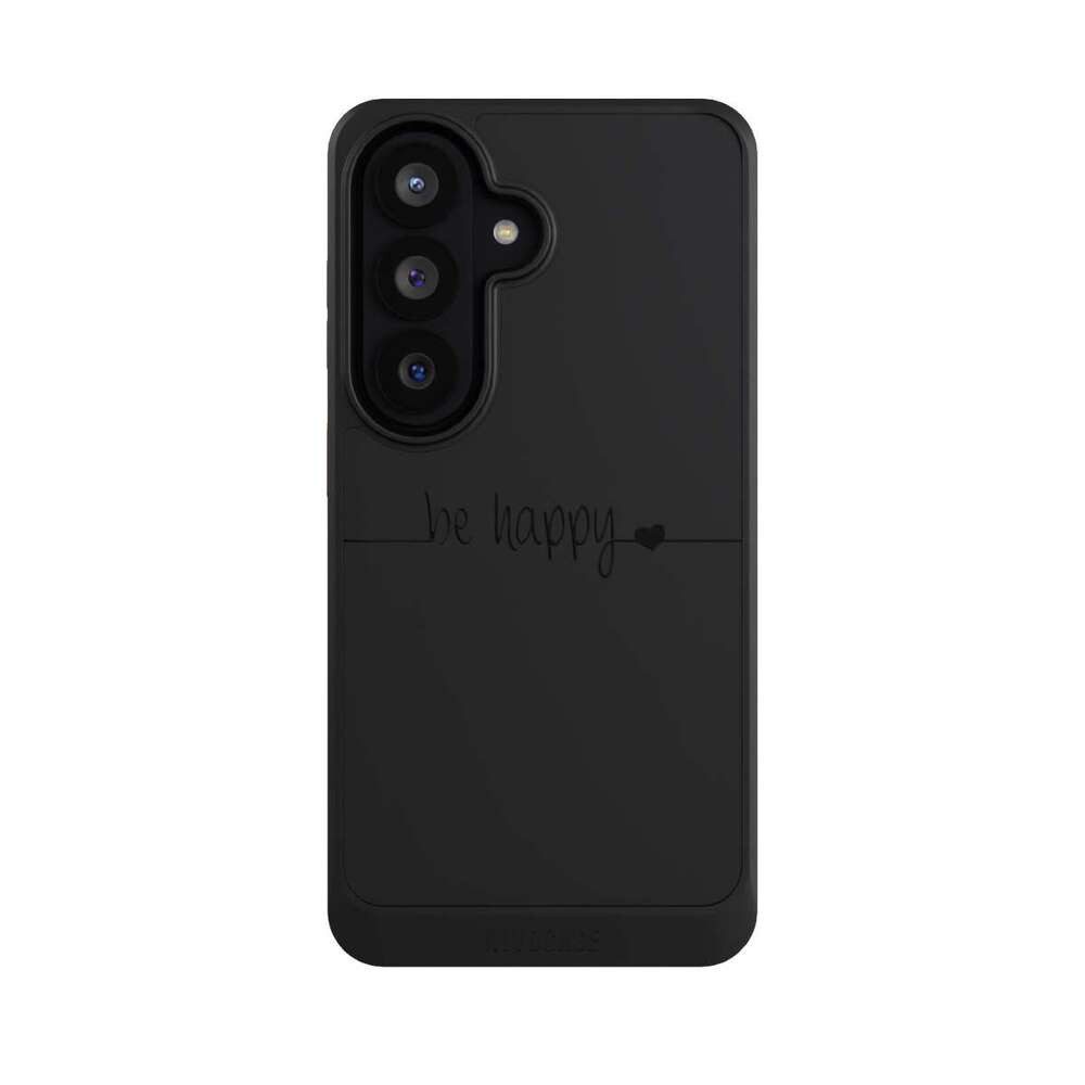 NIVOCASE Handyhülle Statement Glück Motiv ohne Hintergrund be happy transparent, Samsung Galaxy S26 Hülle Handyhülle NIVOcore Schwarz