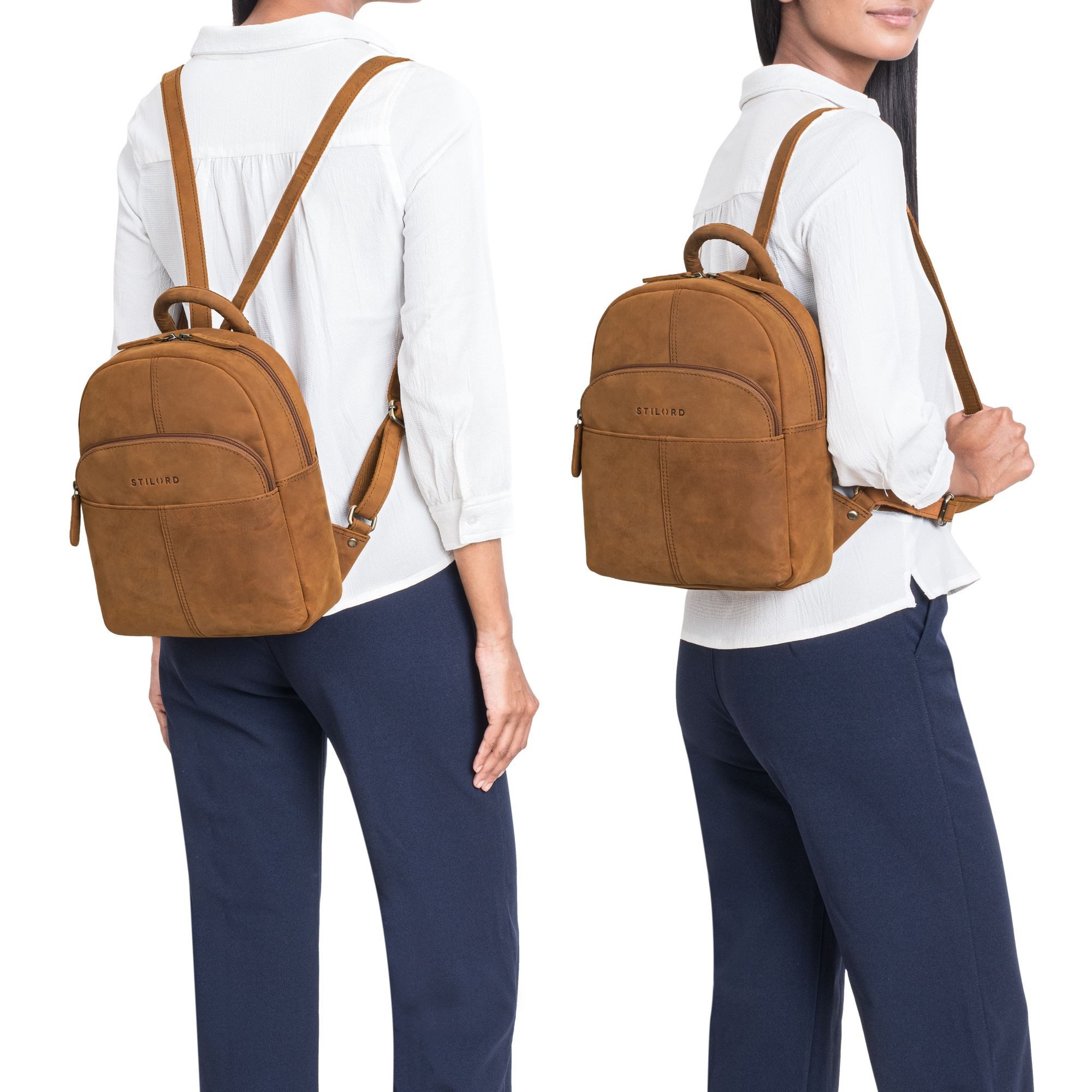 STILORD Cityrucksack "Elva" Kleiner Rucksack Damen Leder Daypack viele Fäch günstig online kaufen