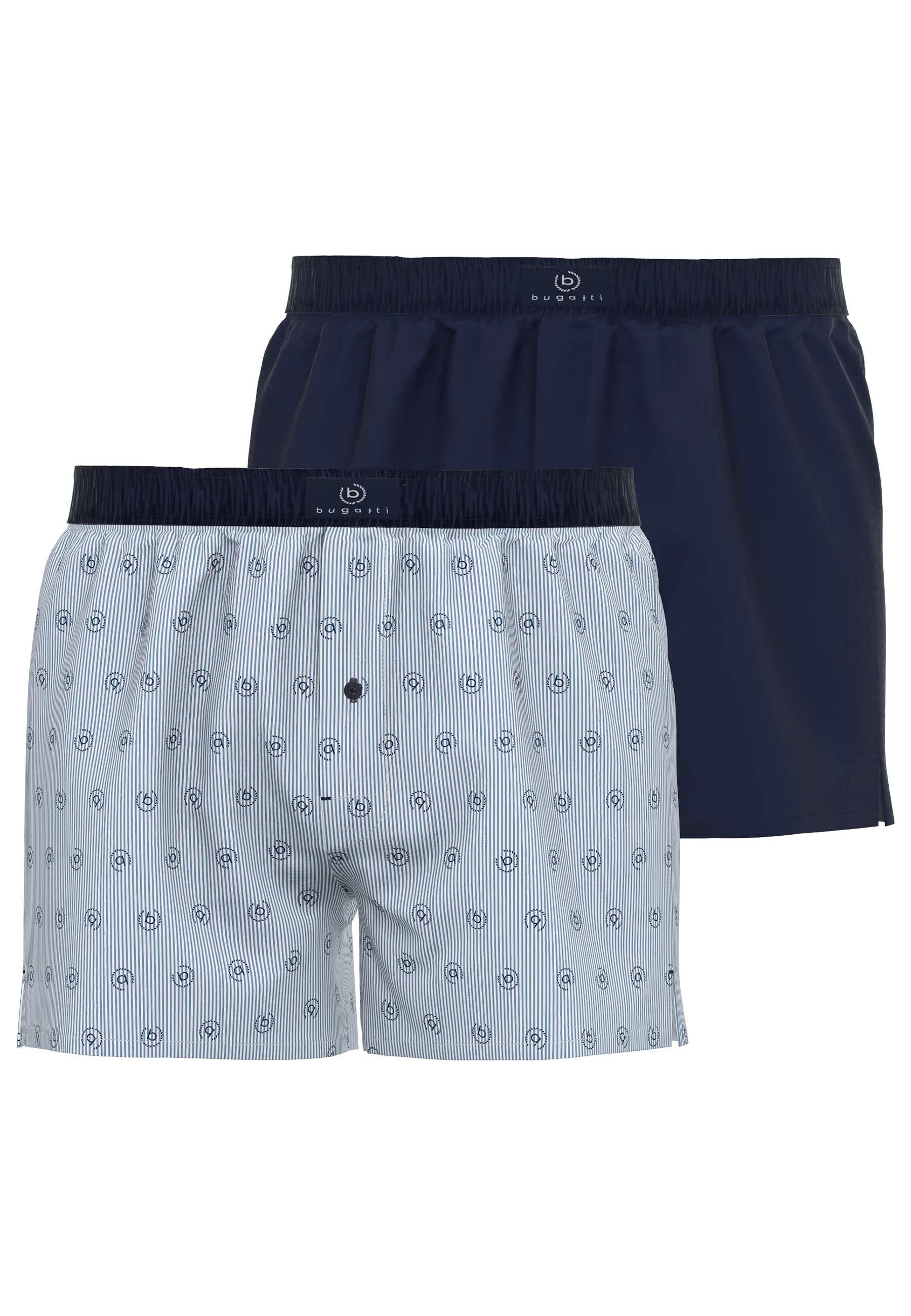Boxershorts BUGATTI Herren Boxershort blau 2er Pack