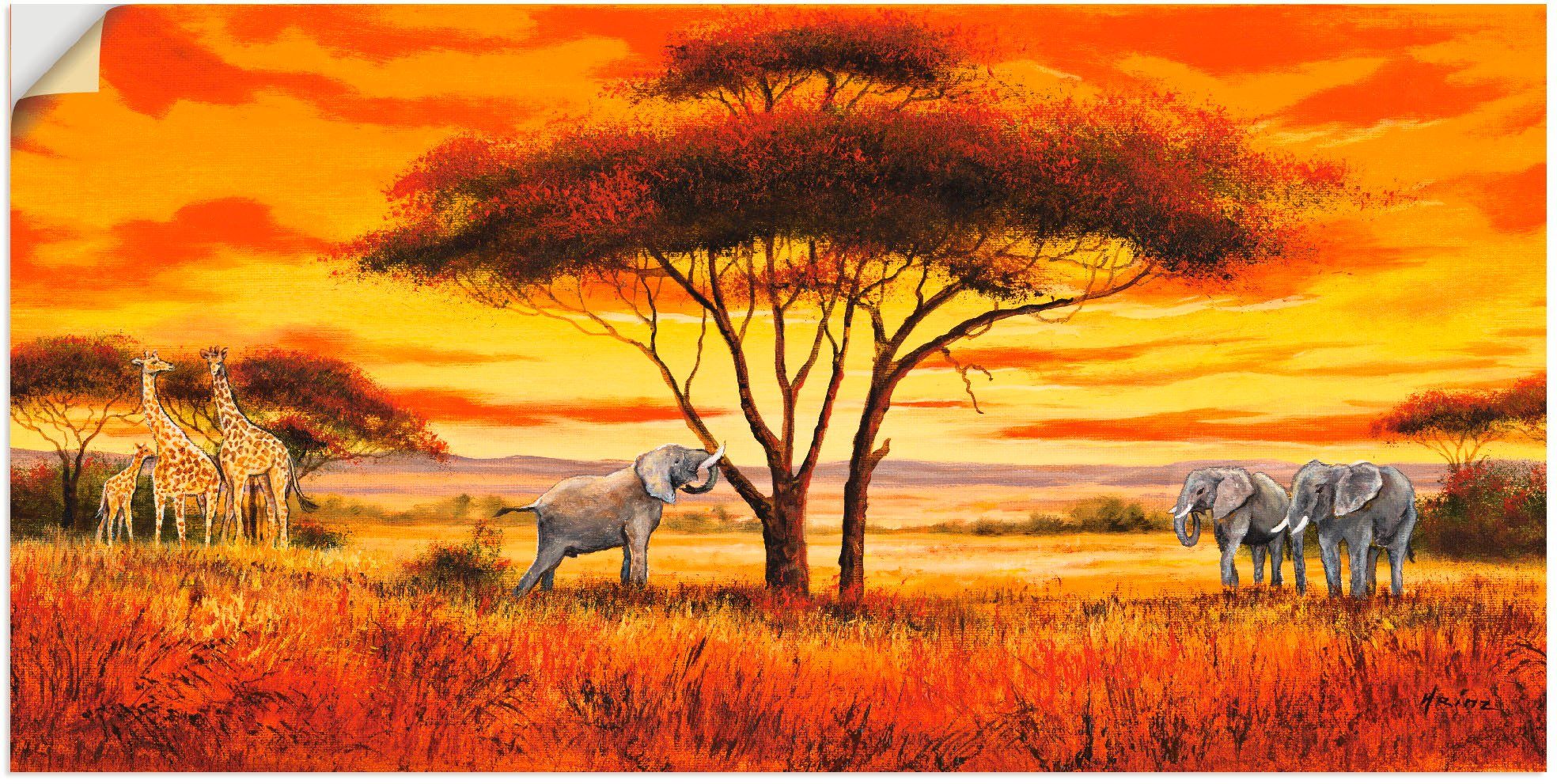 als Artland Poster Alubild, (1 Landschaft in St), Größen Wandbild Afrikanische oder II, versch. Afrika Wandaufkleber Leinwandbild,