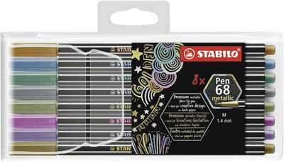 STABILO Faserstift STABILO Pen 68 Filzstift - 1,4 mm - metallic - 8er Etui