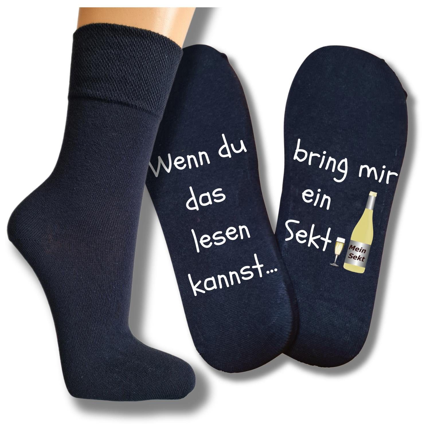 bentini Basicsocken Spruchsocken bring mir Sekt, Socken mit Spruch
