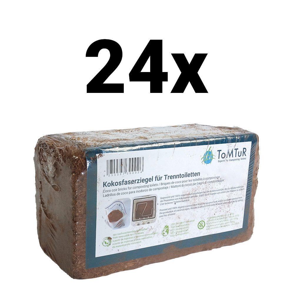 ToMTuR Kokosmulch Kokosfaserziegel - für Trenntoiletten, Komposttoiletten, Substrat, (24-St)