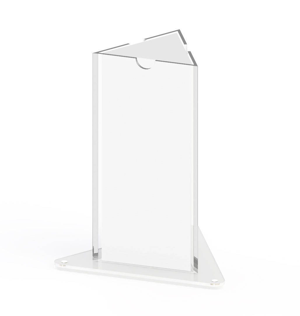 Indisplay® Einzelrahmen Tischaufsteller für 3-fach lang, DIN T-MAG Acrylglas 3xDL