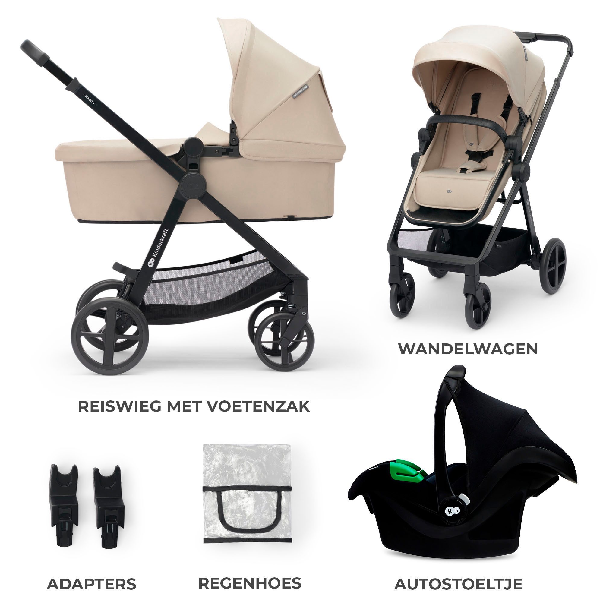 Kinderkraft Kombi-Kinderwagen NEWLY 3IN1 MINK PRO, (Set)