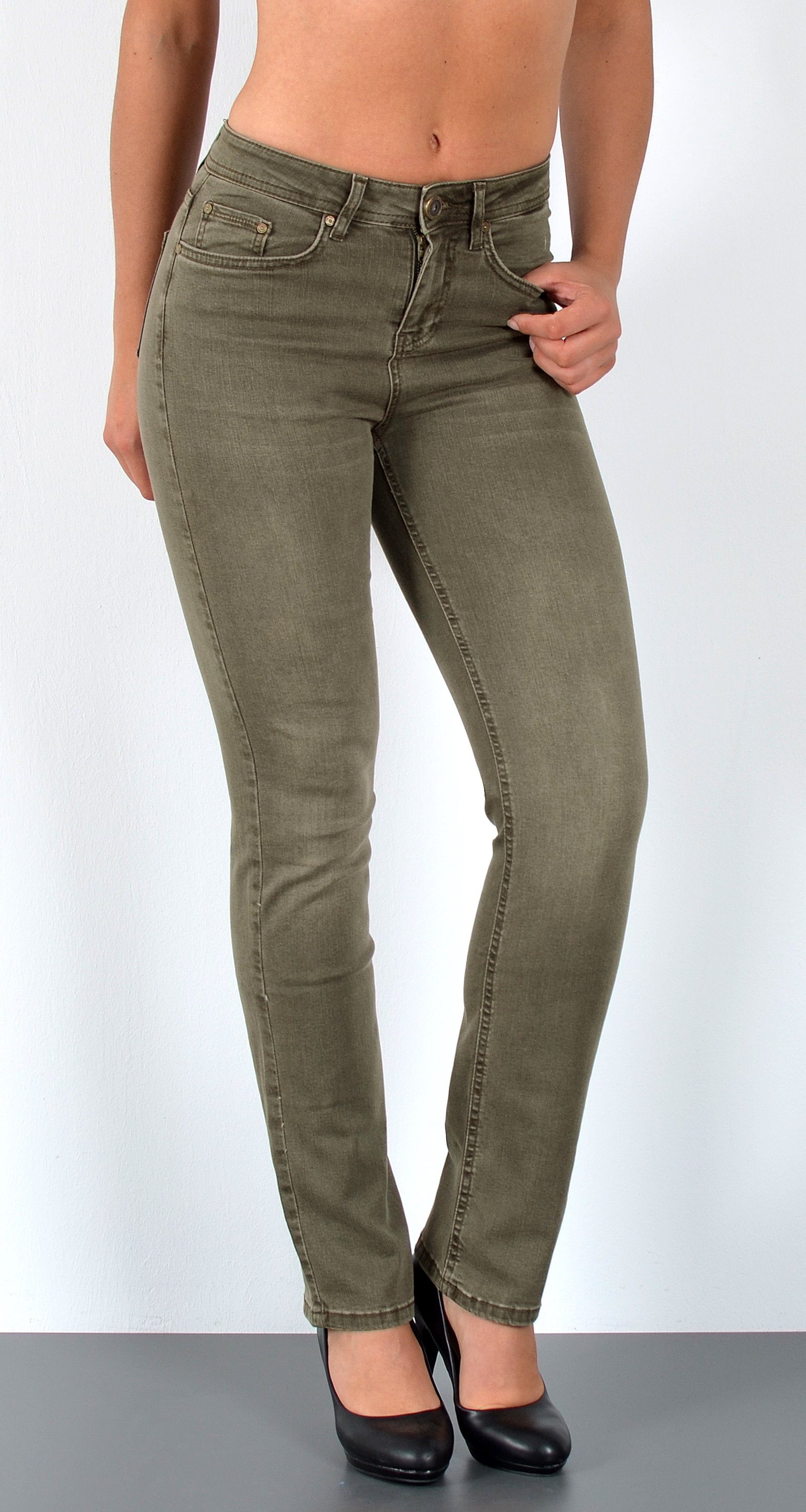 ESRA Straight-Jeans Premium High Waist Jeans Damen Straight Leg Hosen Stretch-Jeans G8 Straight Leg Damen Jeans High Waist Hose Stretch Regular Jeanshose