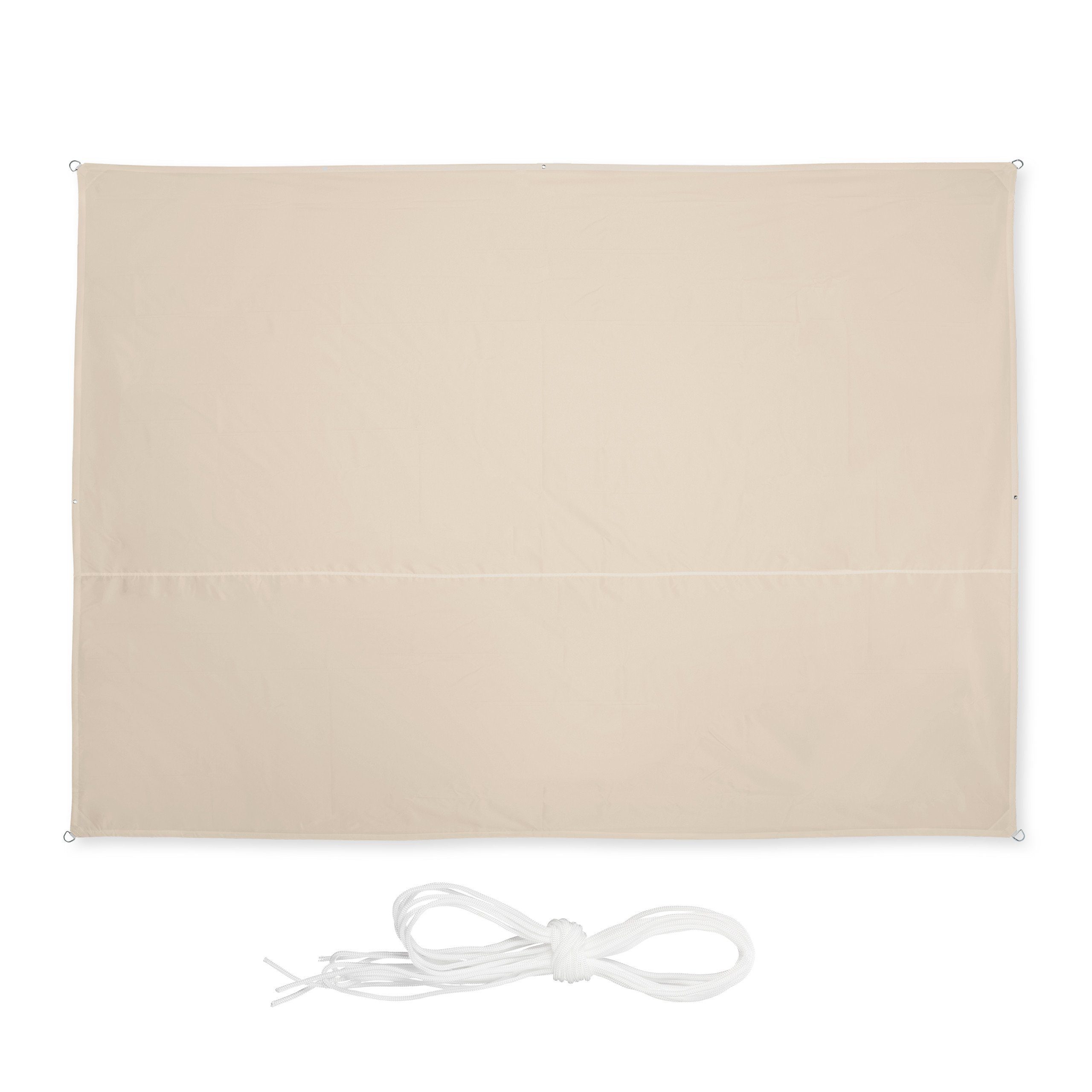 relaxdays Sonnensegel Beiges Sonnensegel rechteckig, Silber 3,5 m x 2,5 Beige