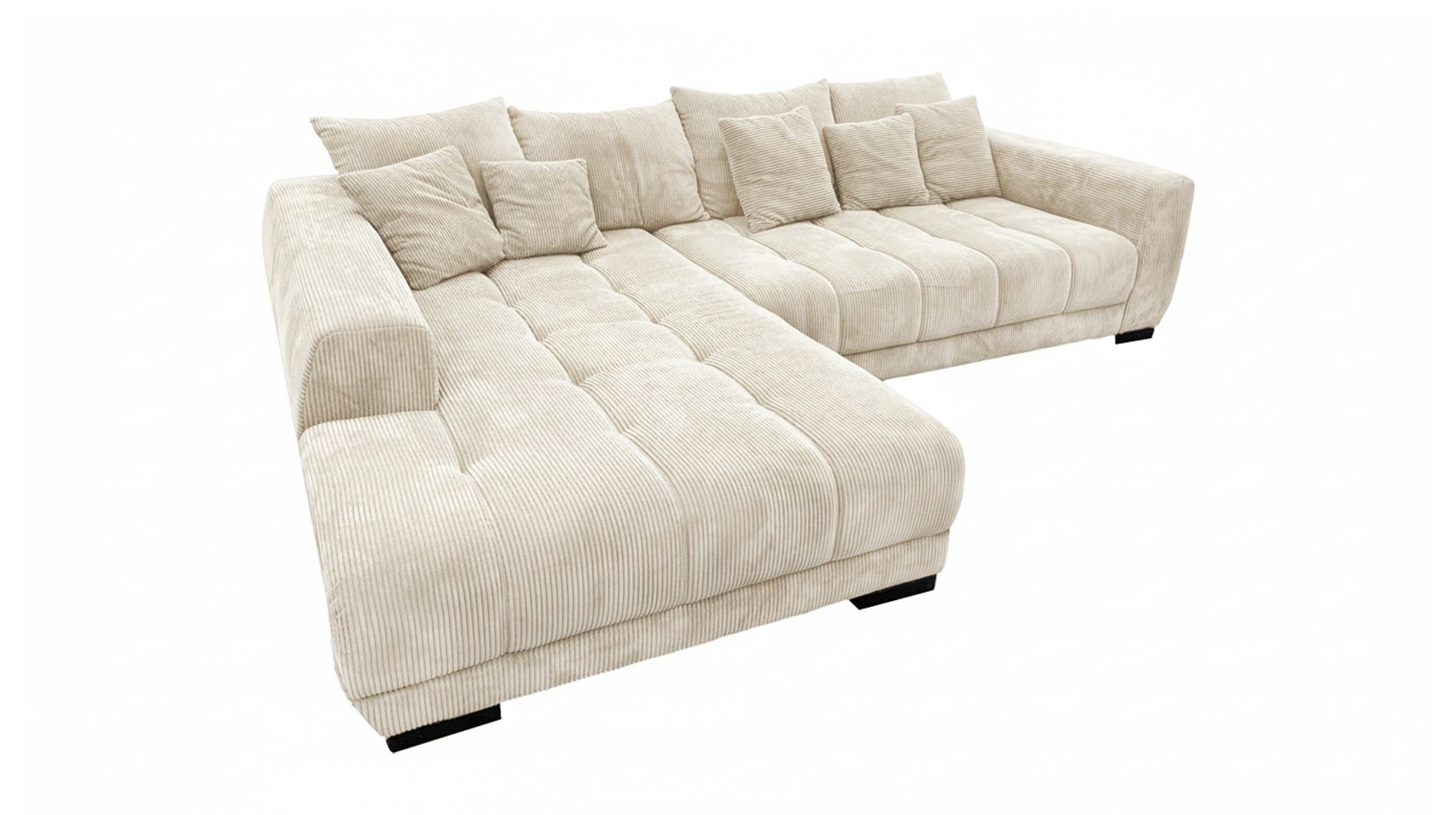 Massivart® Ecksofa Cord 300x215 cm / Nosagfederung / L-Form Cordsofa / ARTEMIS, inkl. Kissen-Set · frei im Raum stellbar – Bild 2 von 5