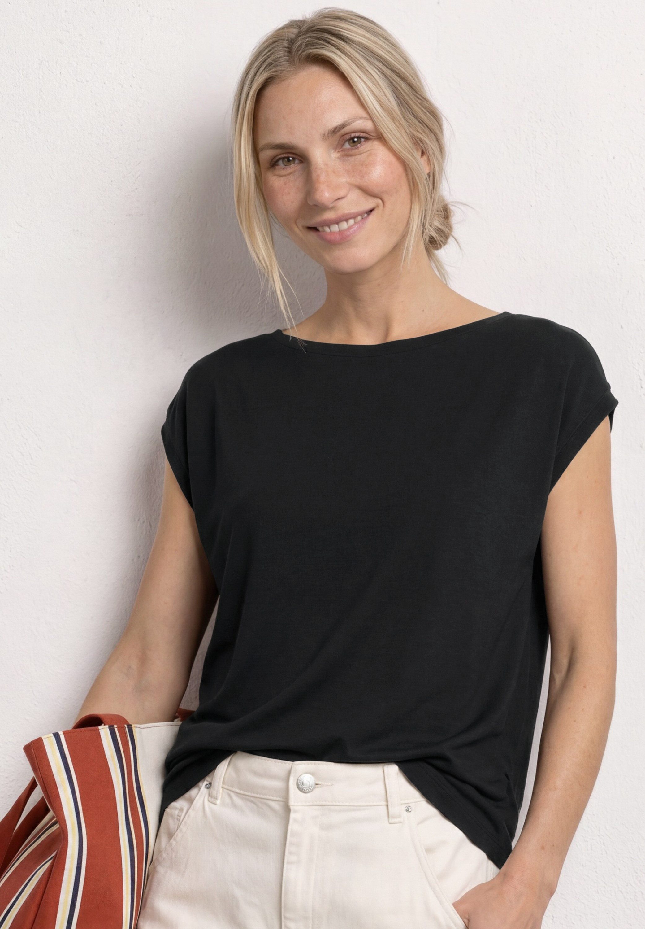 STREET ONE Shirttop Sommershirt mit Raffung