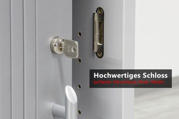 bümö Aktenschrank Rollladenschrank office - 2 Ordnerhöhen Dekor: Weiß/Silber - Griffe: Bogengriff (Metall)