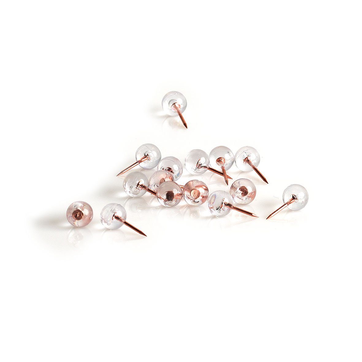 Basera® Pinnnadel Pinnwandnadeln Kugelform, Transparent mit Stahlnadel, roségold 25-teilig