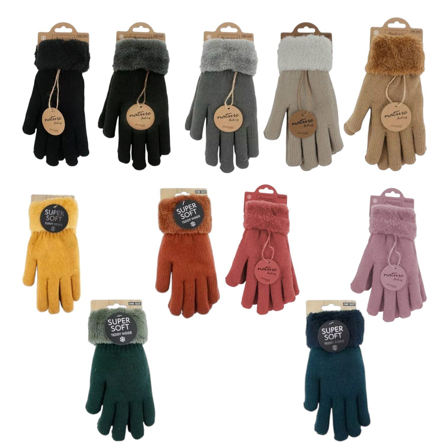 VewoTex Strickhandschuhe Gefütterte Damen Strickhandschuhe » Teddy Winterhandschuhe (1 Paar, 2-St., Einzelne Handschuhe) » Fingerhandschuhe Super Soft