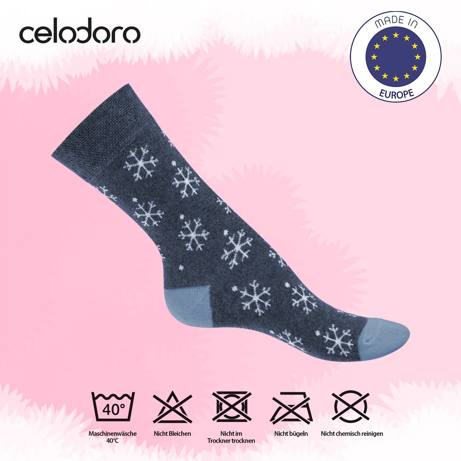 Blue Socken Eco Motiv Baumwolle Damen Basicsocken Süße mit Navy regenerative Paar), (10 celodoro