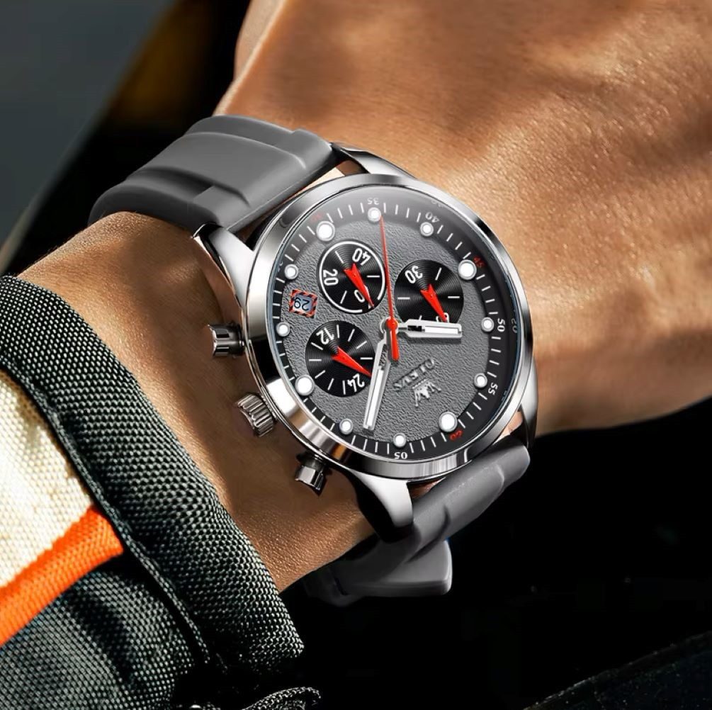 OLEVS Quarzuhr Sportliche Herren Olevs-Chronographuhr mit Silikonarmband