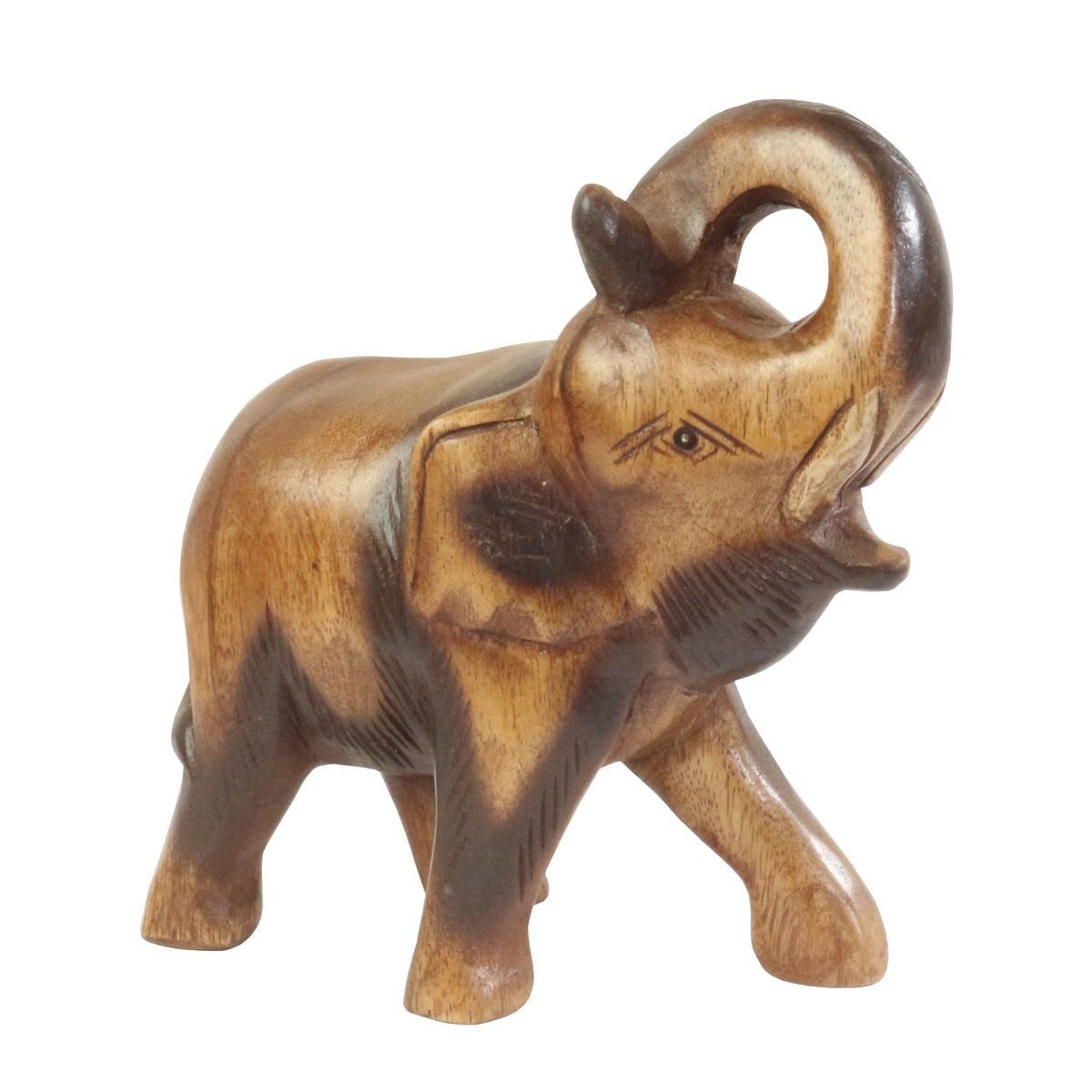 Oriental Galerie Dekofigur Elefant Skulptur Rüssel gedreht Hellbraun 22 cm (1 St), Dekofigur, Elefantenfigur, Tierfigur