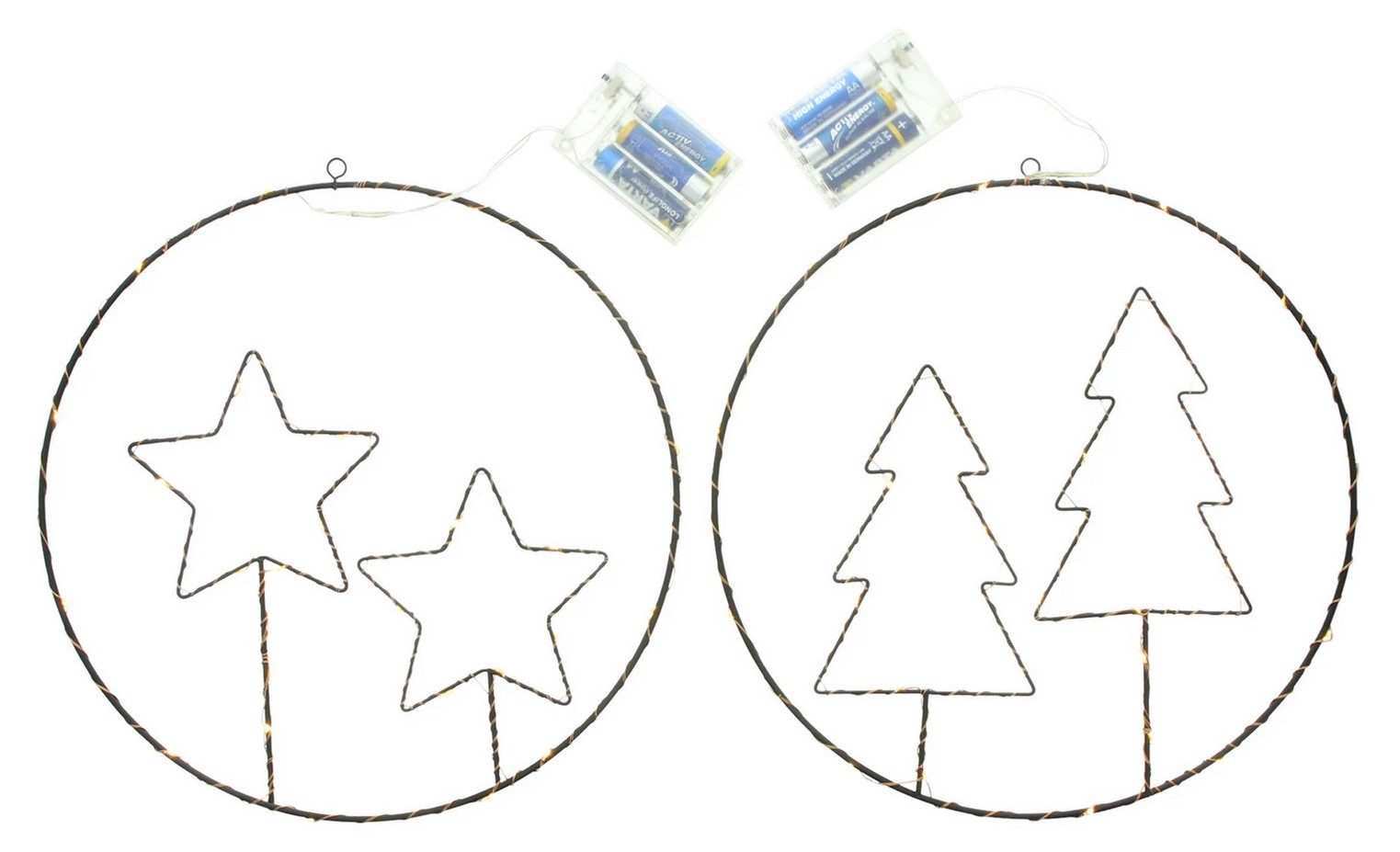 Home-trends24.de Dekohänger LED Hänger Stern Tanne Weihnachten Deko Winter Beleuchtung Fenster