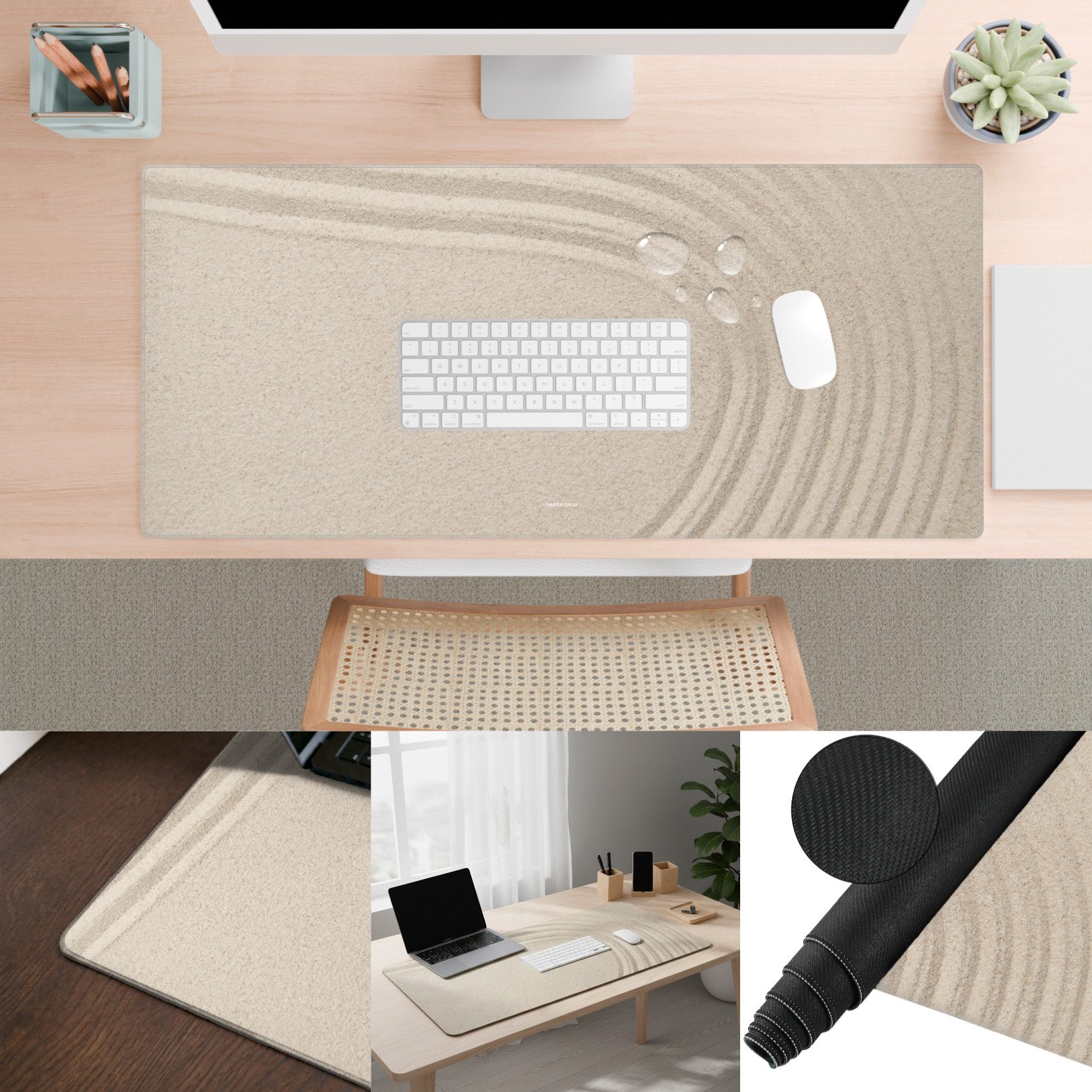 PAPER DESK Schreibtischunterlage XXL Mauspad Tischunterlage 90x40cm Desk Pad für Tastatur & Maus, (rutschfest & wasserabweisend, ultrasanfte Oberfläche)
