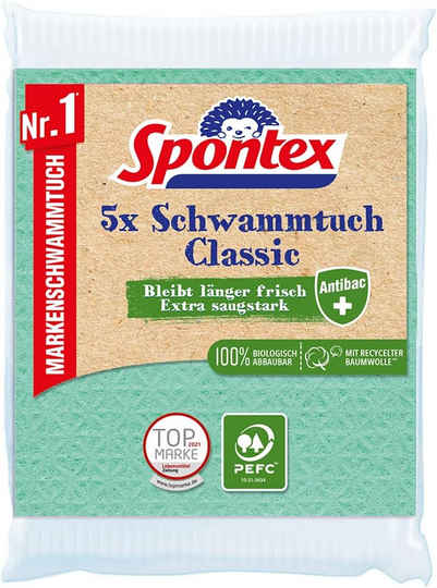 SPONTEX Spontex Schwammtuch Classic, 5 Stück Mikrofasertuch