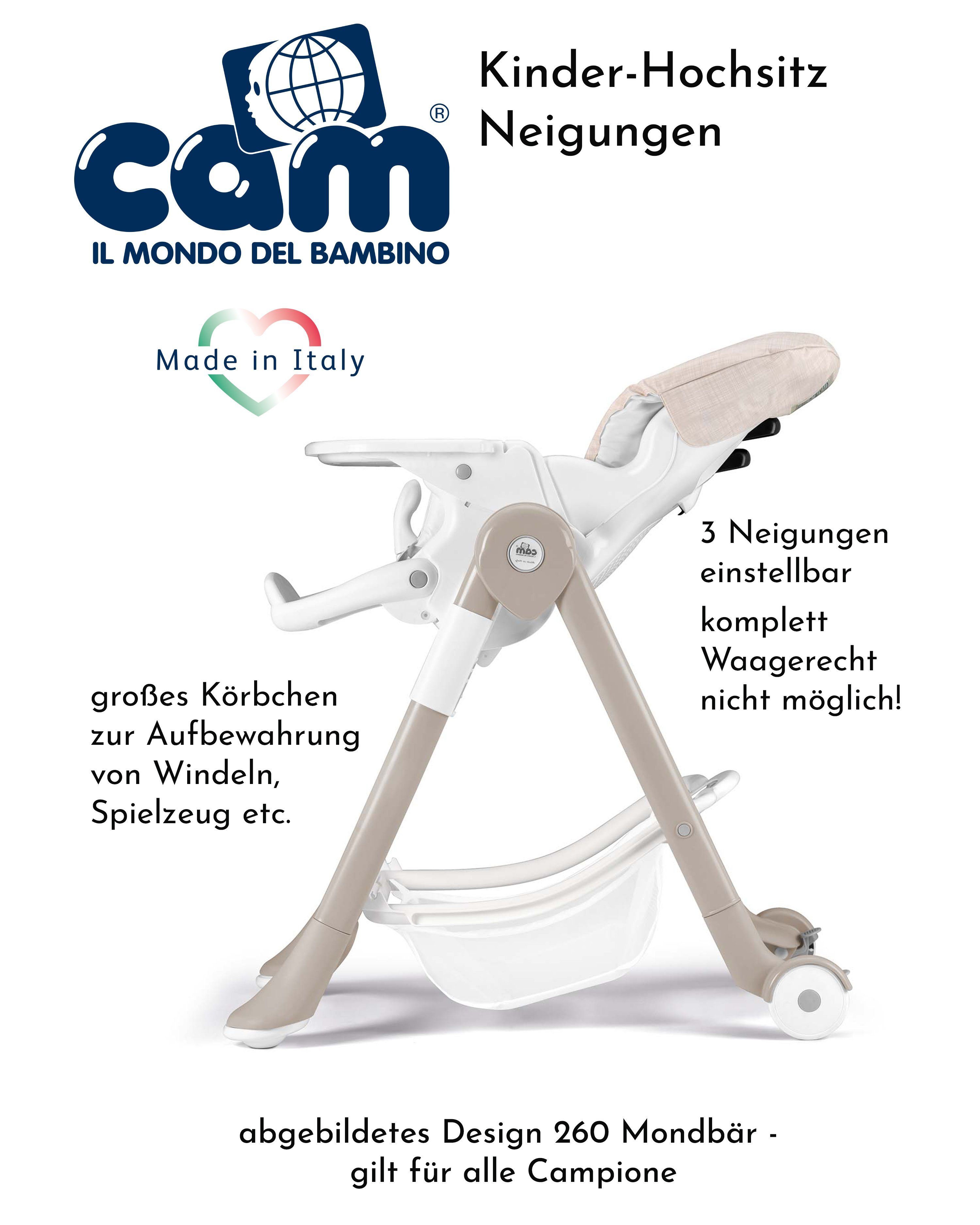 Tablett Teddy C262 CAM verstellbar g Hochstuhl mitwachsend Cam Baby-Stuhl - inkl. CAMPIONE