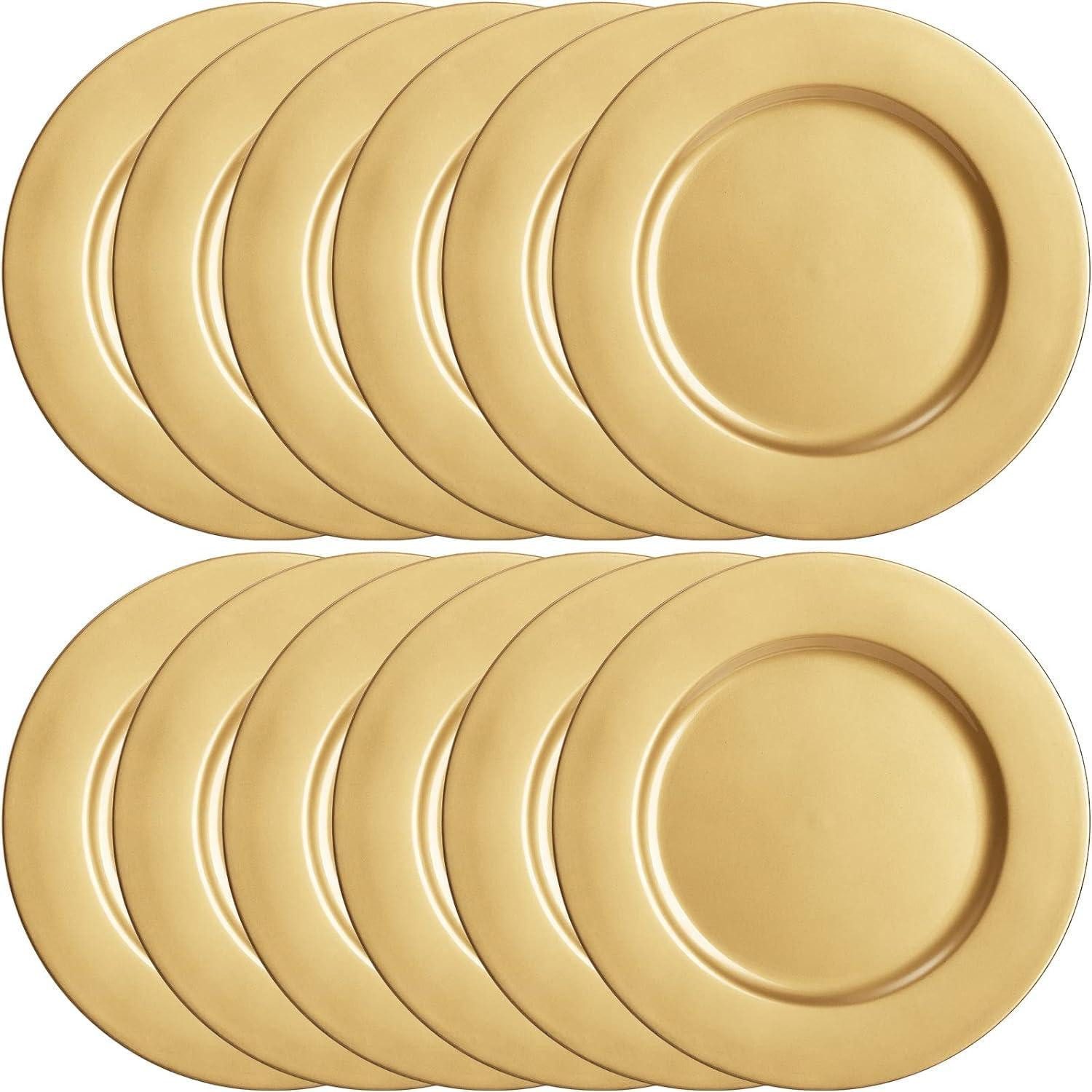 Dekohänger 12er Set Goldene Platzteller 33cm Kunststoff für Weihnachten Halloween