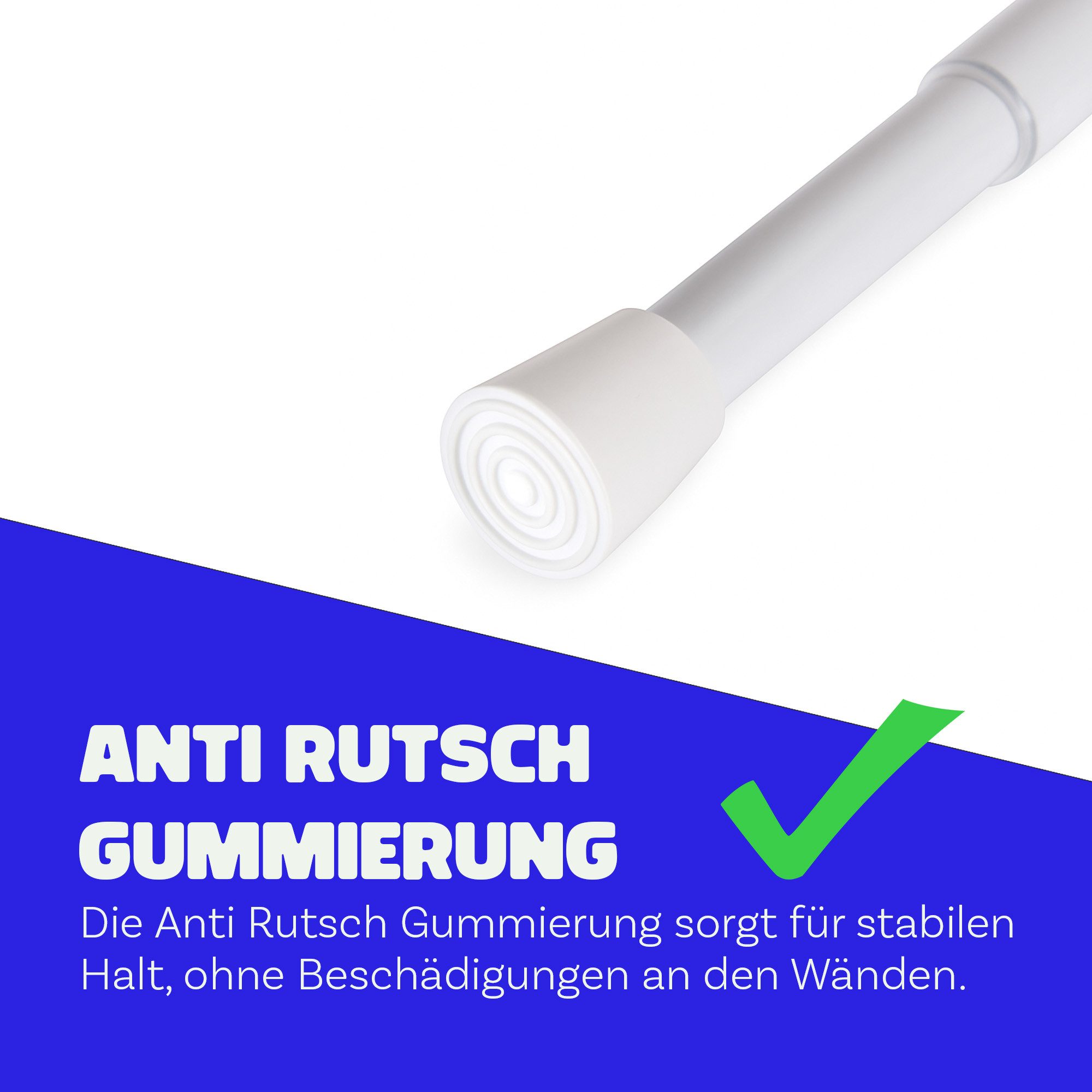 Bestlivings Spannstange ohne Bohren, Ø 19 mm, 1-läufig, ausdrehbar, klemmen, geklemmt, Metall, bis 5 kg belastbar, Stange: Metall, Endstück: Kunststoff (Antirut – Bild 5 von 5