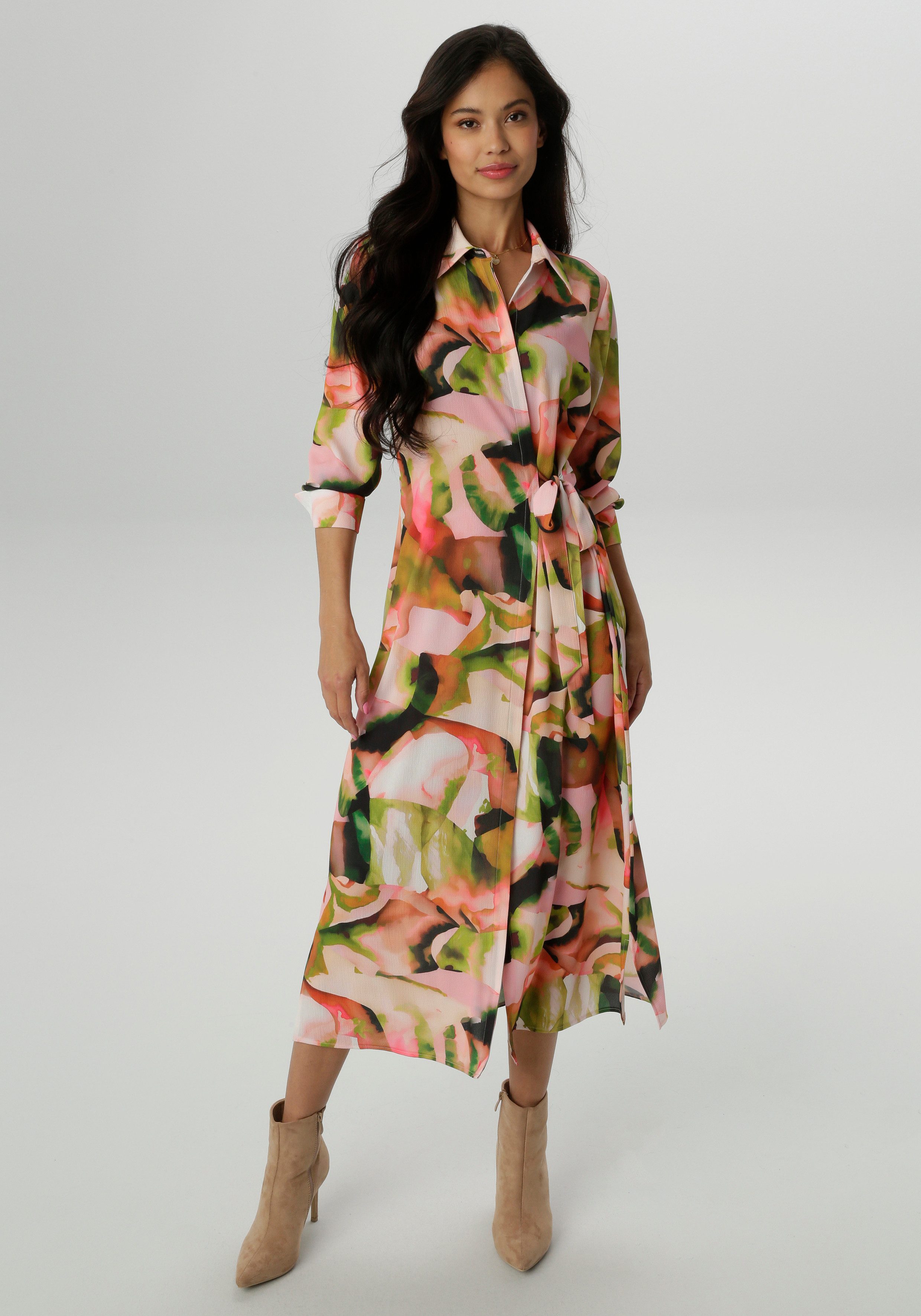 Aniston SELECTED Blusenkleid mit seitlichem Bindedetail - NEUE KOLLEKTION günstig online kaufen