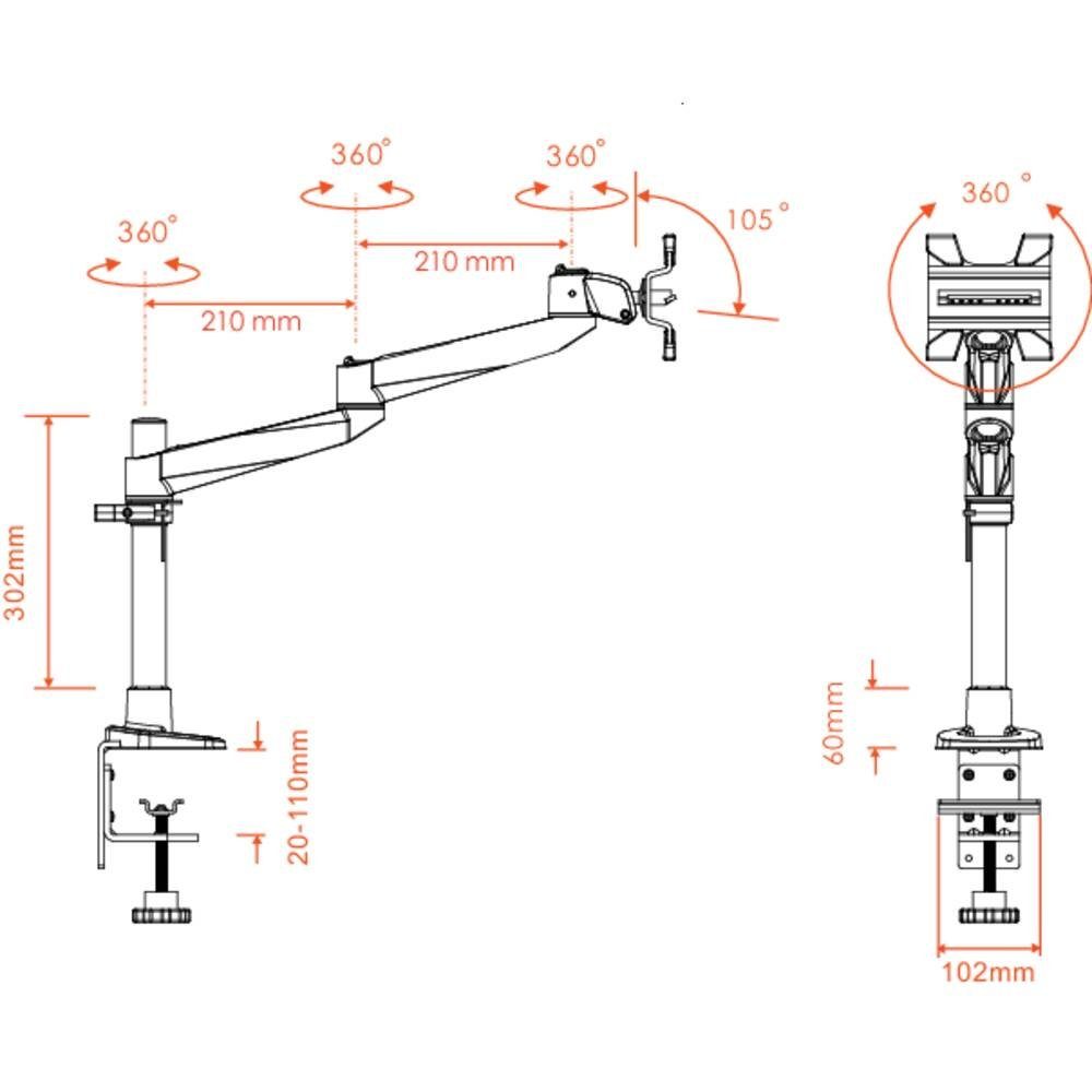 SpeaKa Professional Monitor-Halterung SuperSwivel Apple Monitorhalter, Tischmontage mit Grommet SP-1624924, (2-in-1-Montage, Geeignet für Apple-Monitore)