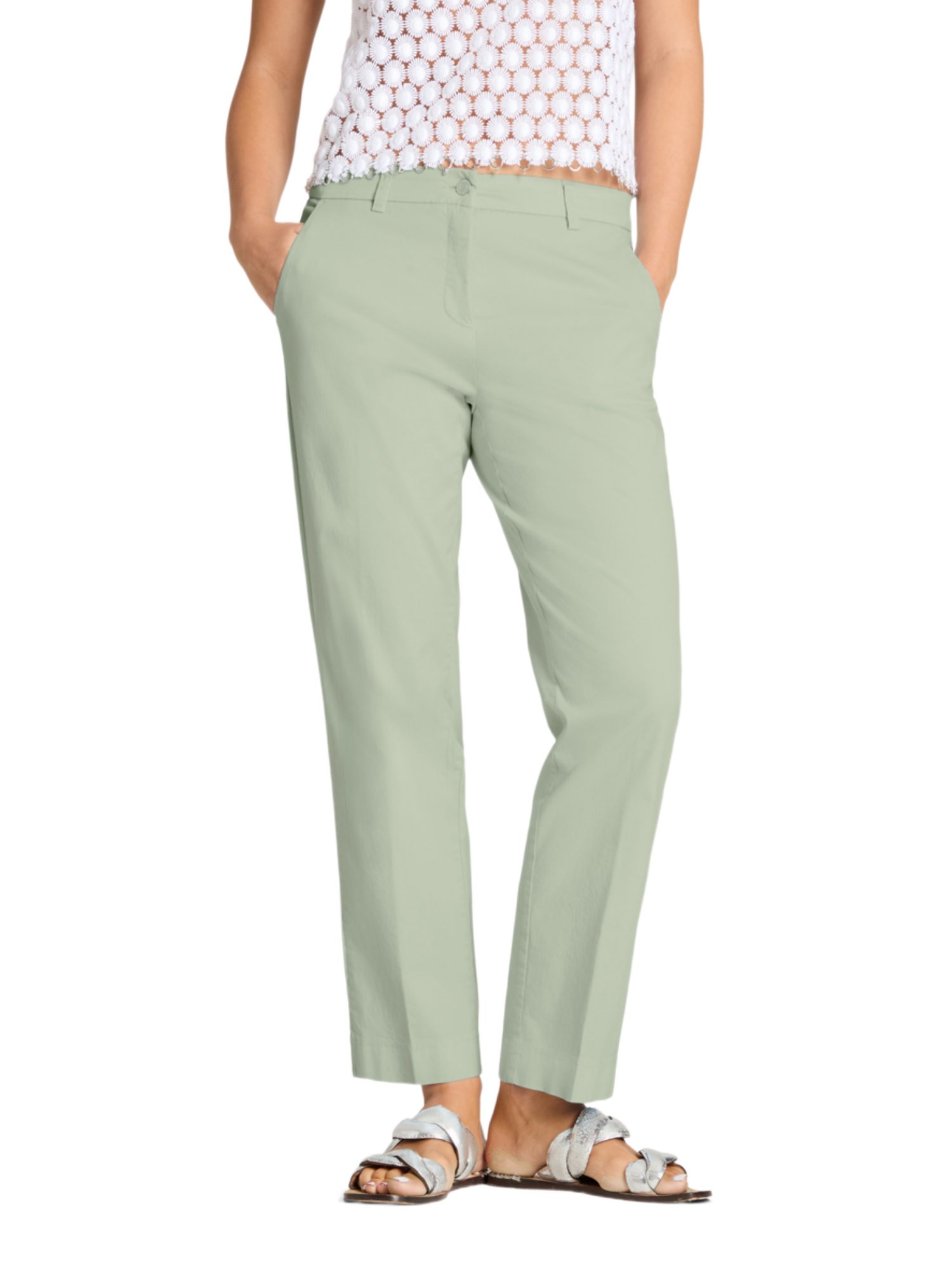Cambio Stoffhose grau,Casual,Baumwolle,Unifarben,Straight Leg,Mittel
