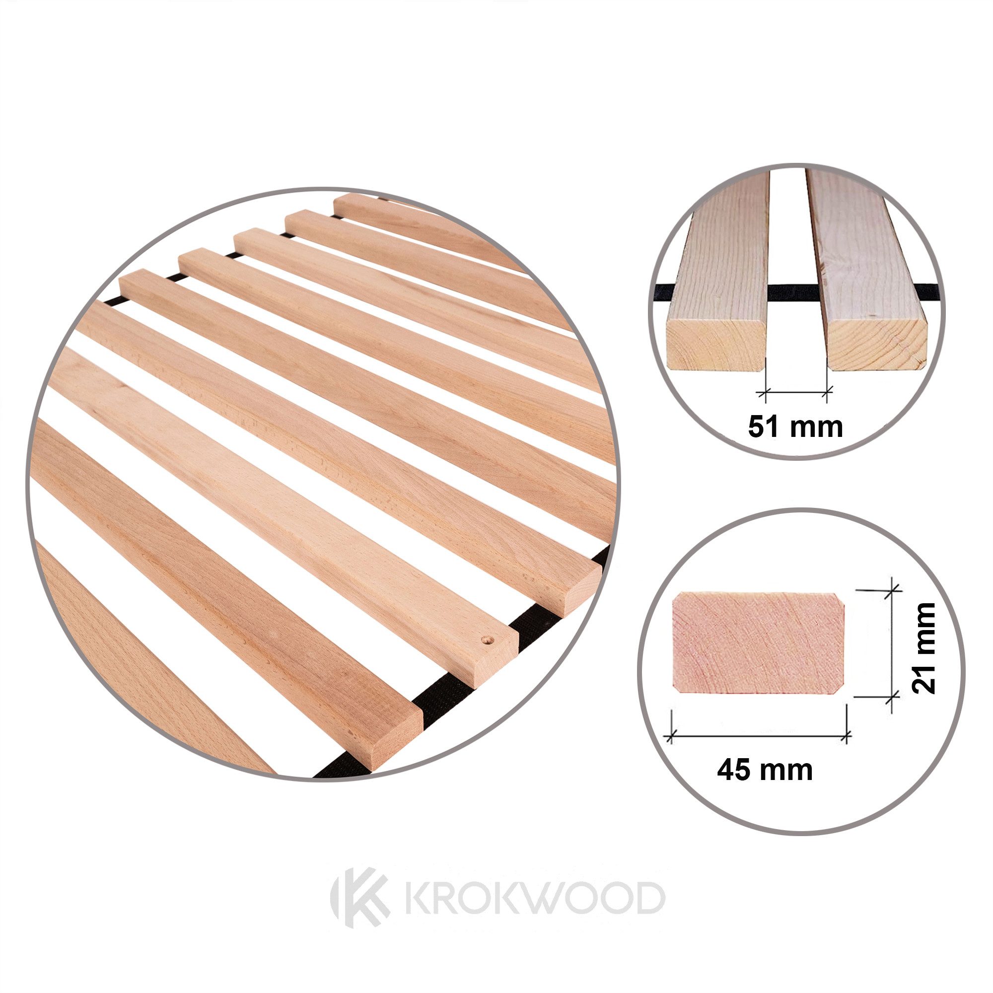 Lattenrost Krok Wood Premium Lattenrost Rollrost aus Massivholz Buche, Krok Wood