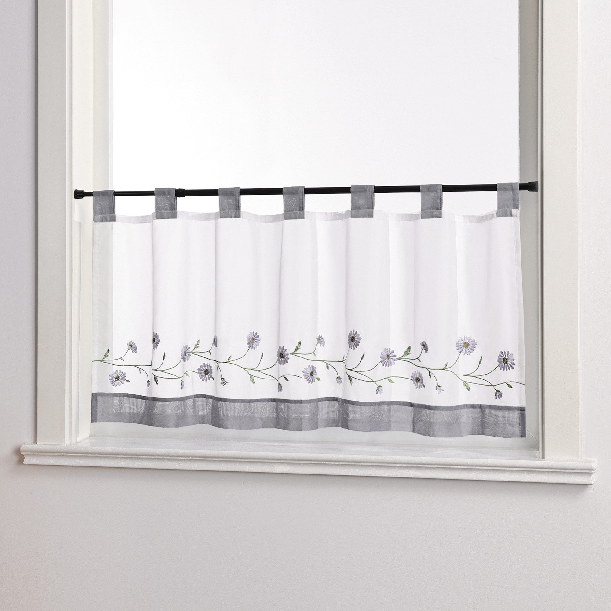 Joyswahl Scheibengardine (1 St), Schlaufen, transparent, Bestickte Voile Ku günstig online kaufen