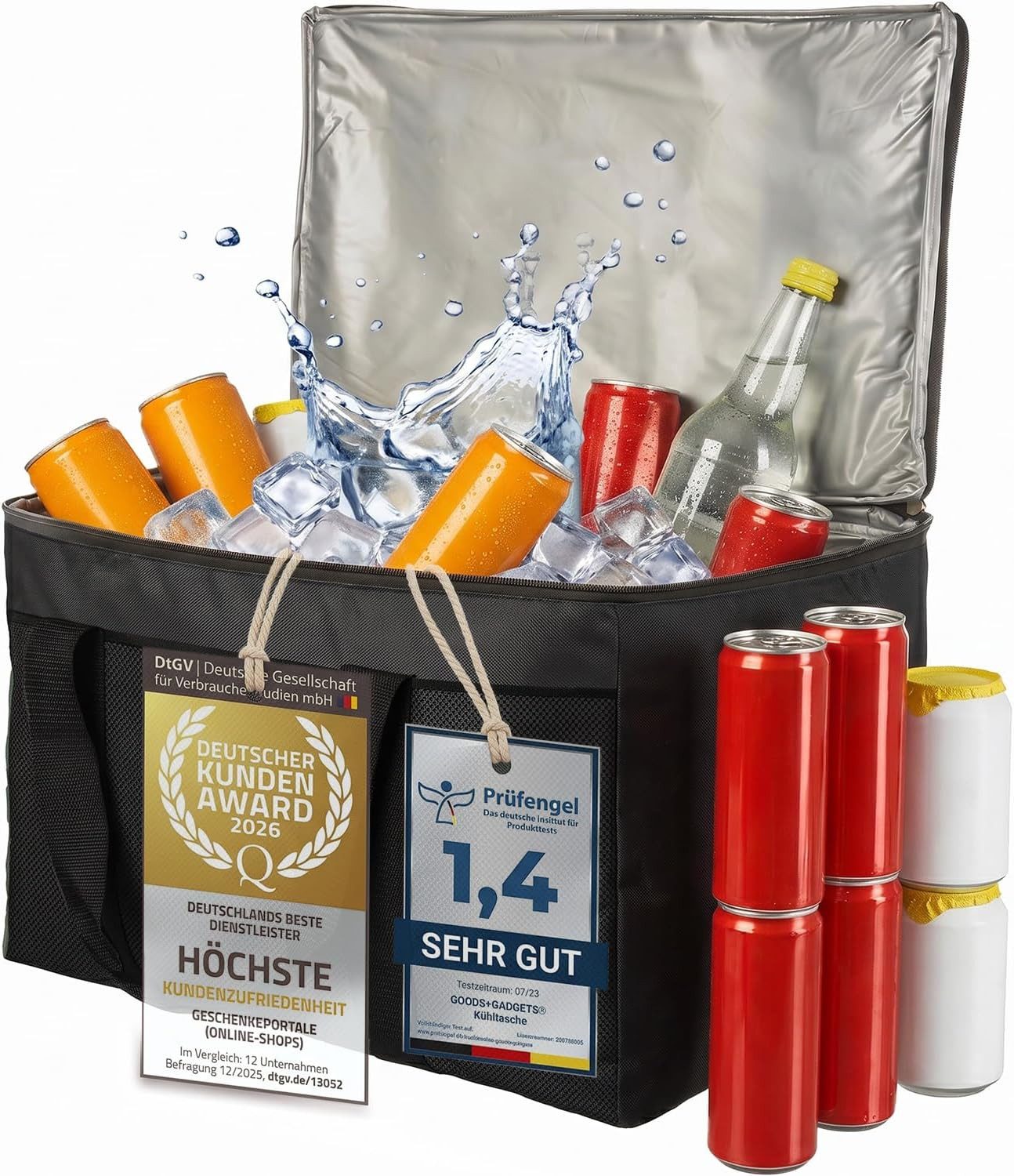Goods+Gadgets Thermobehälter Kühltasche wasserdicht Thermobehälter Isoliertasche Camping & Picknick, Polyestergewebe, (XXL, Isotasche), Camping-Tasche Wärmetasche