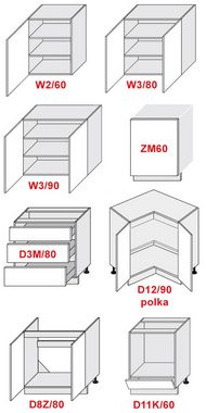 Feldmann-Wohnen Winkelküche Essen, 230x230cm grau matt/grau Hgl, Arbeitsplatte, Teilauszug, Soft-Close