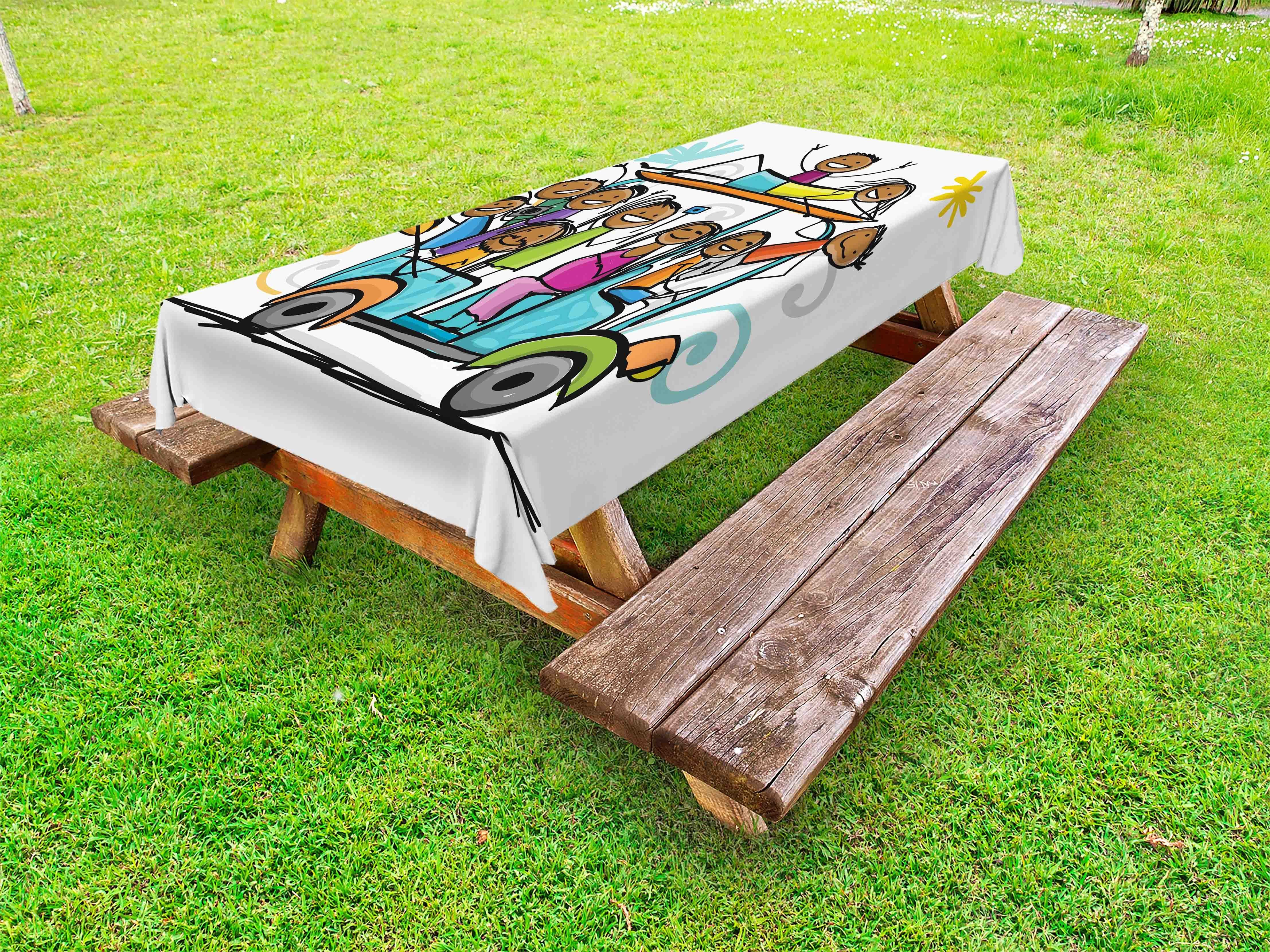 Abakuhaus Tischdecke dekorative waschbare Picknick-Tischdecke, Karikatur Kinder Doodle wie Design