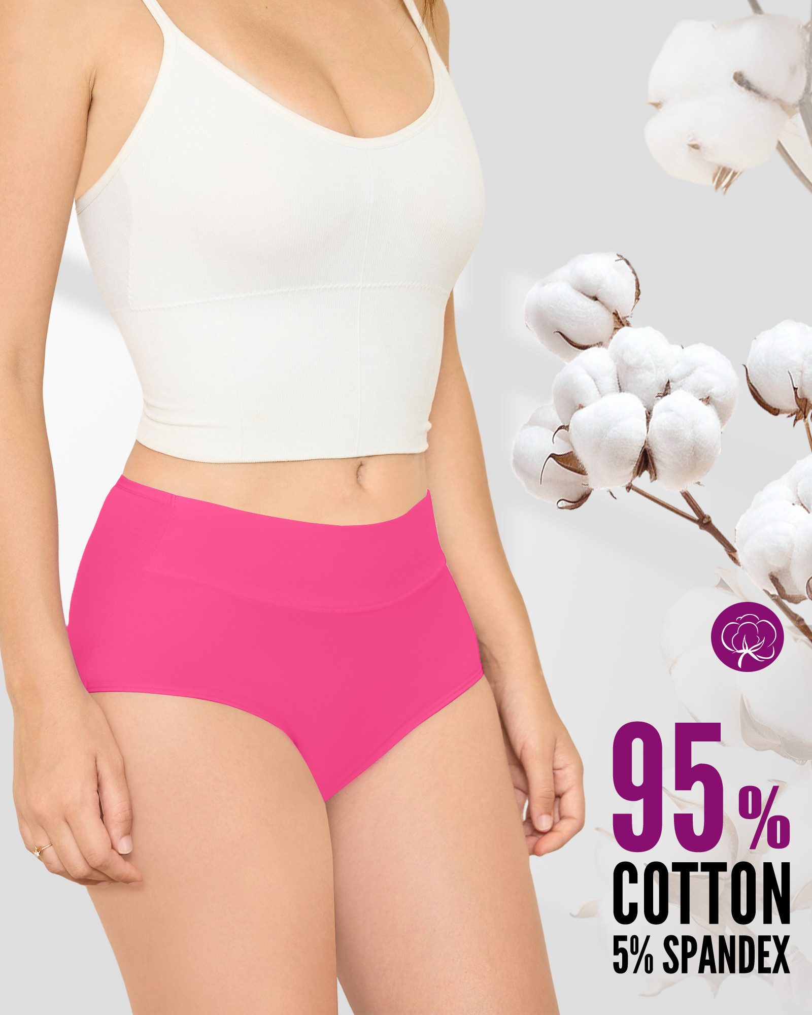 TANSTC Taillenslip Unterhosen Damen Baumwolle Slip (Packung, 5er-Pack) atmungsaktiv, hautfreundlich, elastisch, formbeständig – Bild 3 von 5