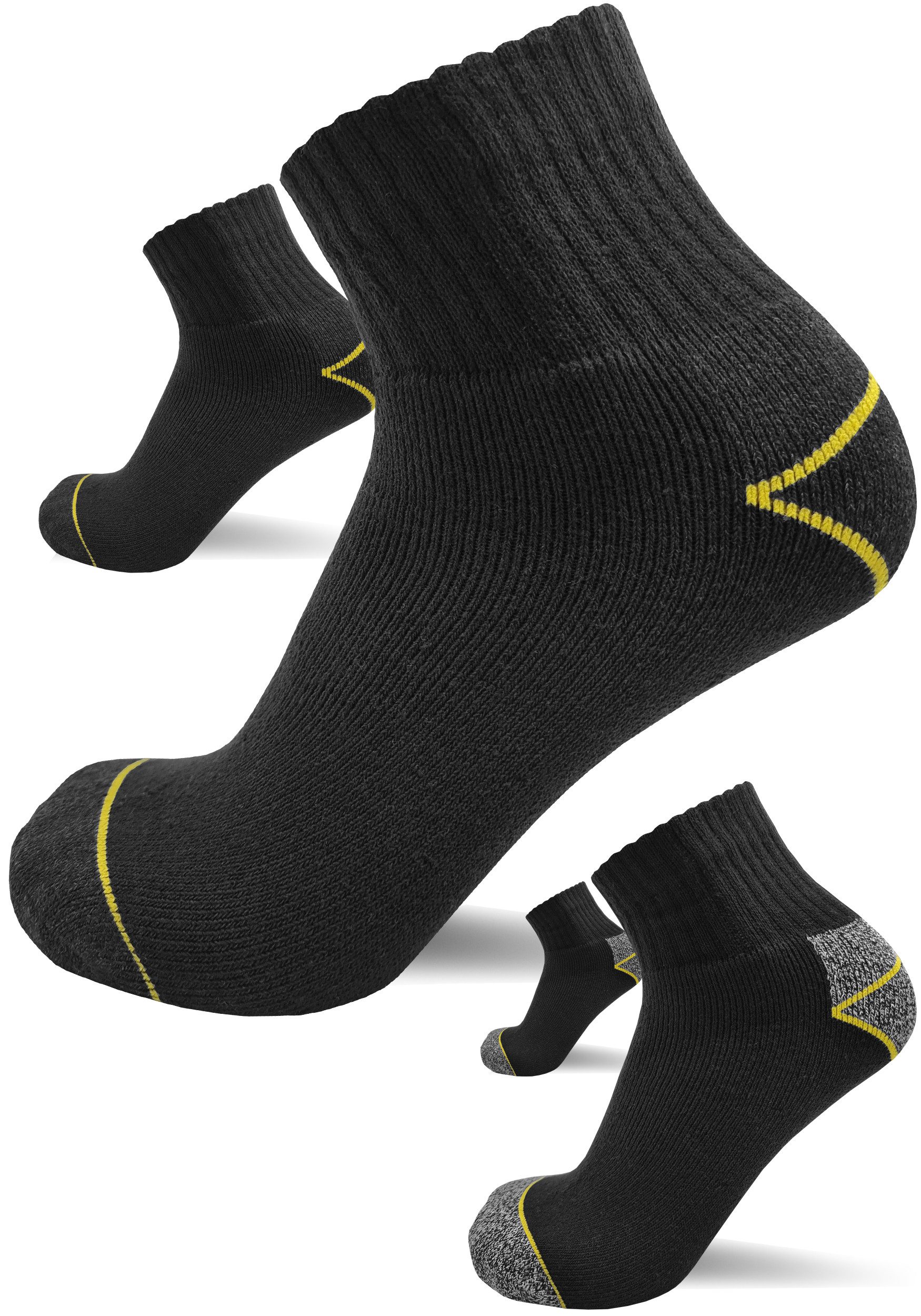 sogzz Arbeitssocken 6-12 Paar Herren Quarter Arbeit Socken verstärkt 75% Baumwolle (Modell: sogzz WORK Quarter Basic (halbhohe Kurzsocken), 6-Paar)